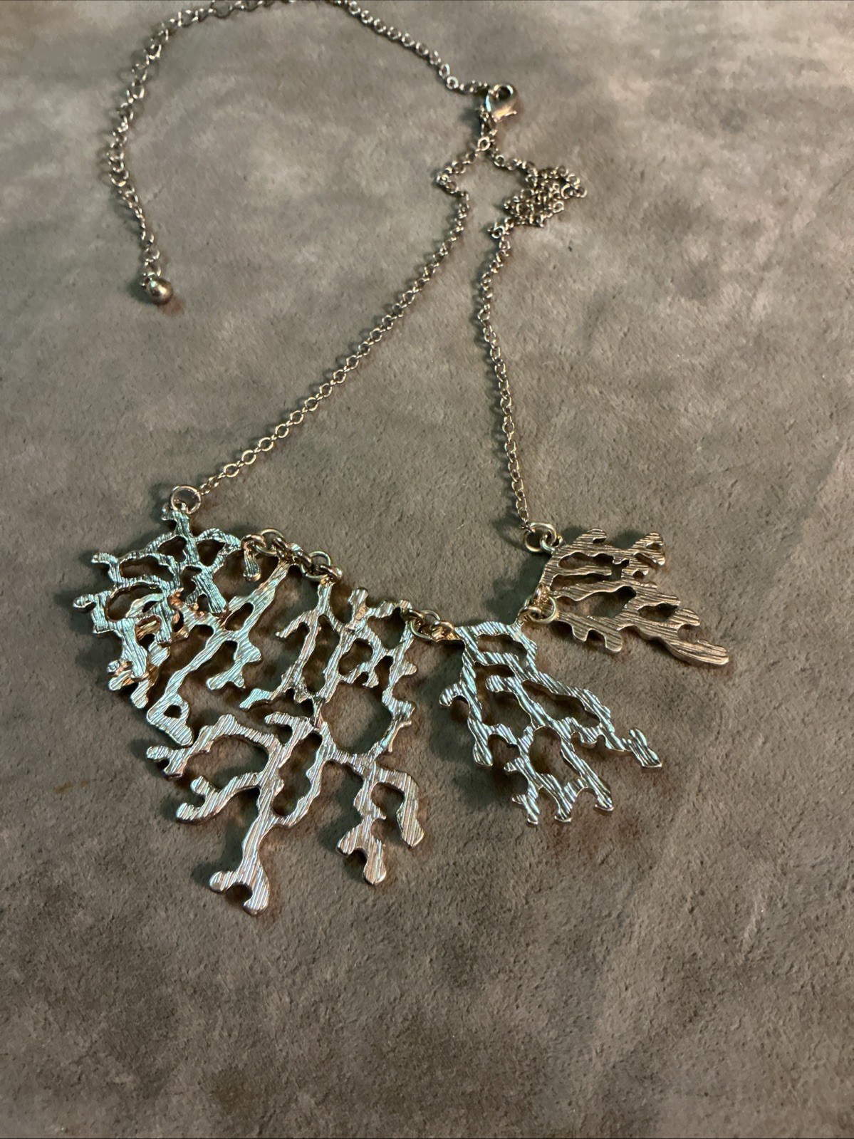 1970s gold tone metal coral design necklace mid-century modern