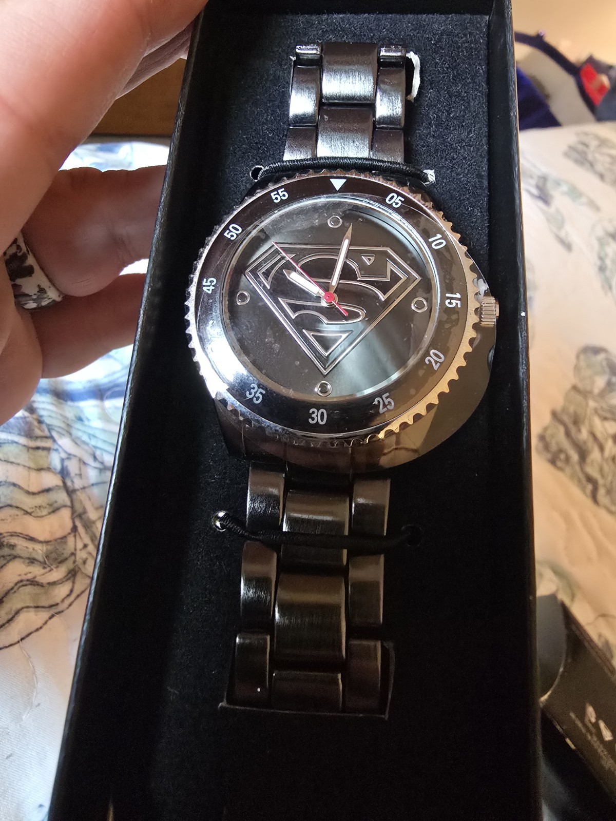 BRAND NEW Vintage 2013 Accutime Analog DC Comics Black Dial Superman Watch