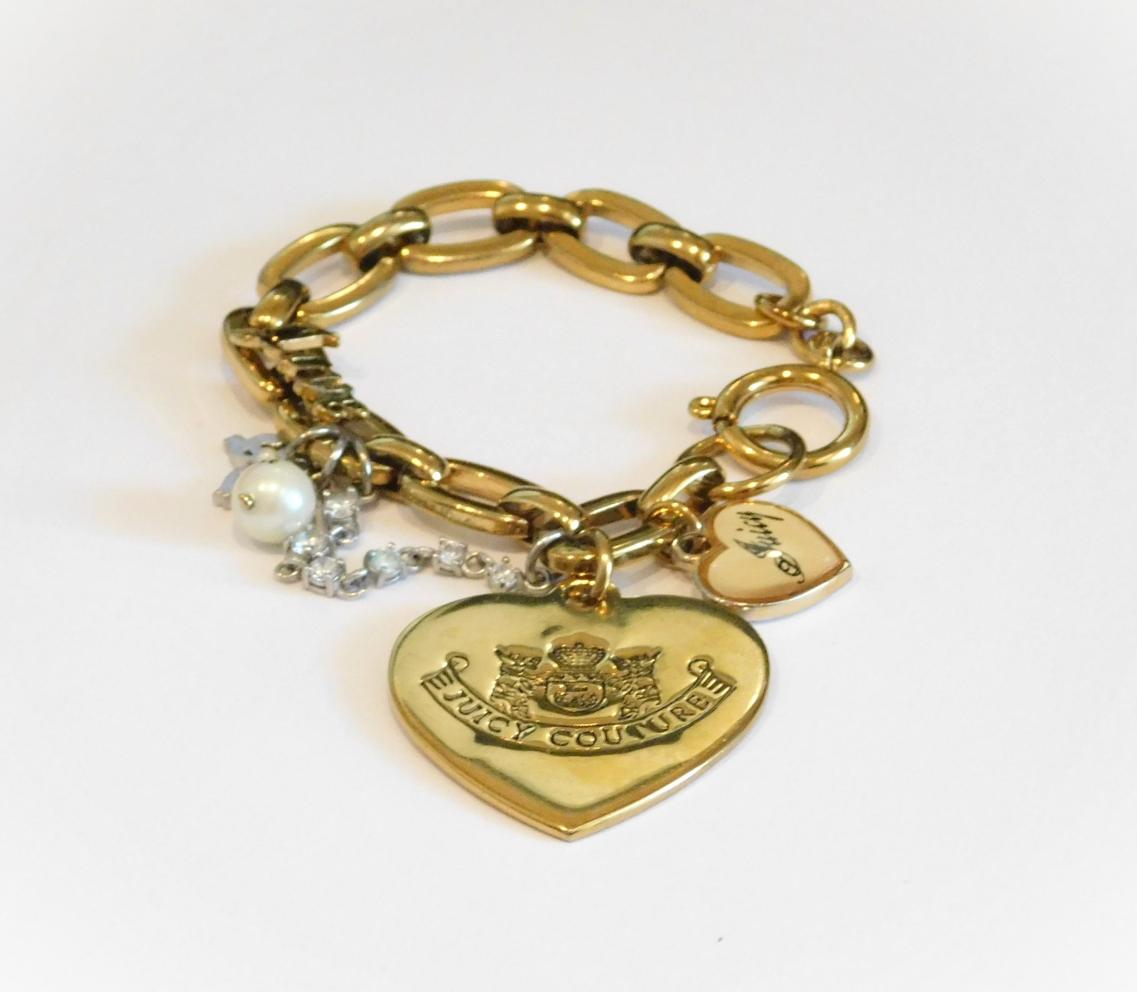 Juicy Couture Love Script “Let Them Eat Couture” Gold Charm Bracelet