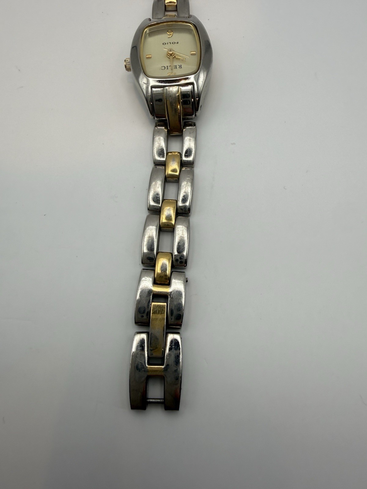 Relic Folio Women’s Quartz Analog Two-Tone Silver/Gold Bracelet Gold Dial