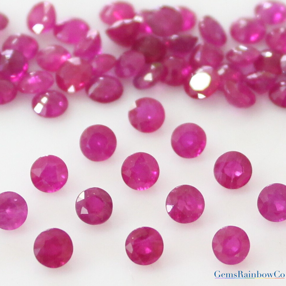 100% Natural Red Ruby Round Faceted Loose gemstones 3mm to 4mm AA Quality