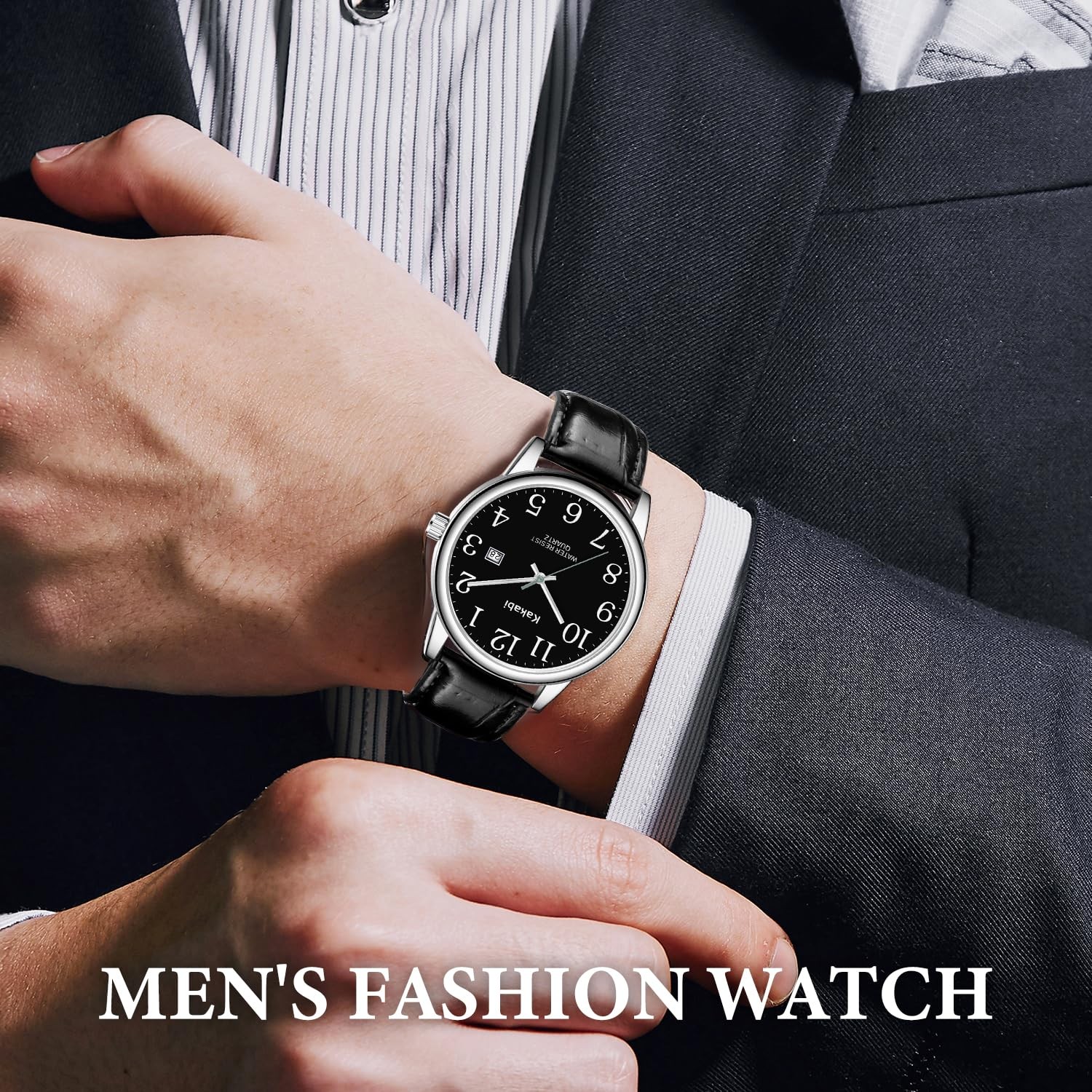 Kakabi Watch for Men, Easy Reader Unisex Analog 011-Black/Silver-Tone/Black