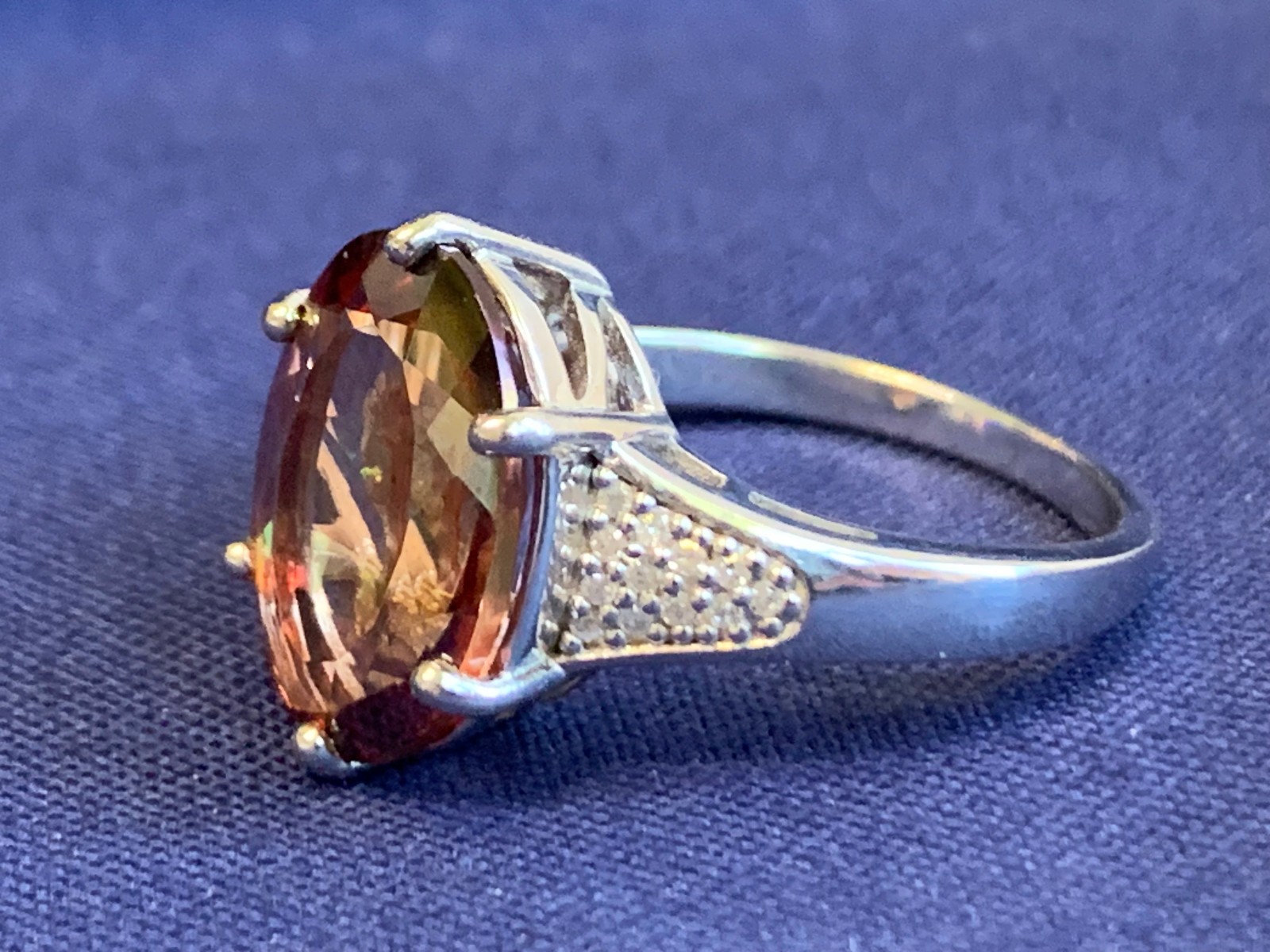 Sterling Silver Ring 4.48g Jewelry Size 7 Band Twilight Fire Topaz Look *READ*