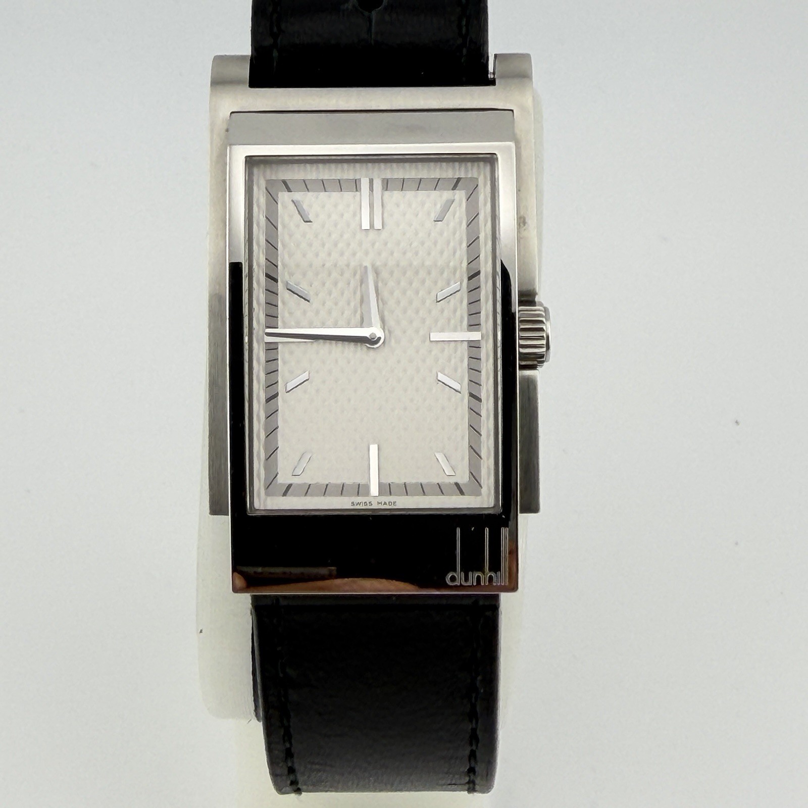 Vintage DUNHILL Wafer 8035 Silver White Dial 26mm Rectangle Quartz Men’s Watch