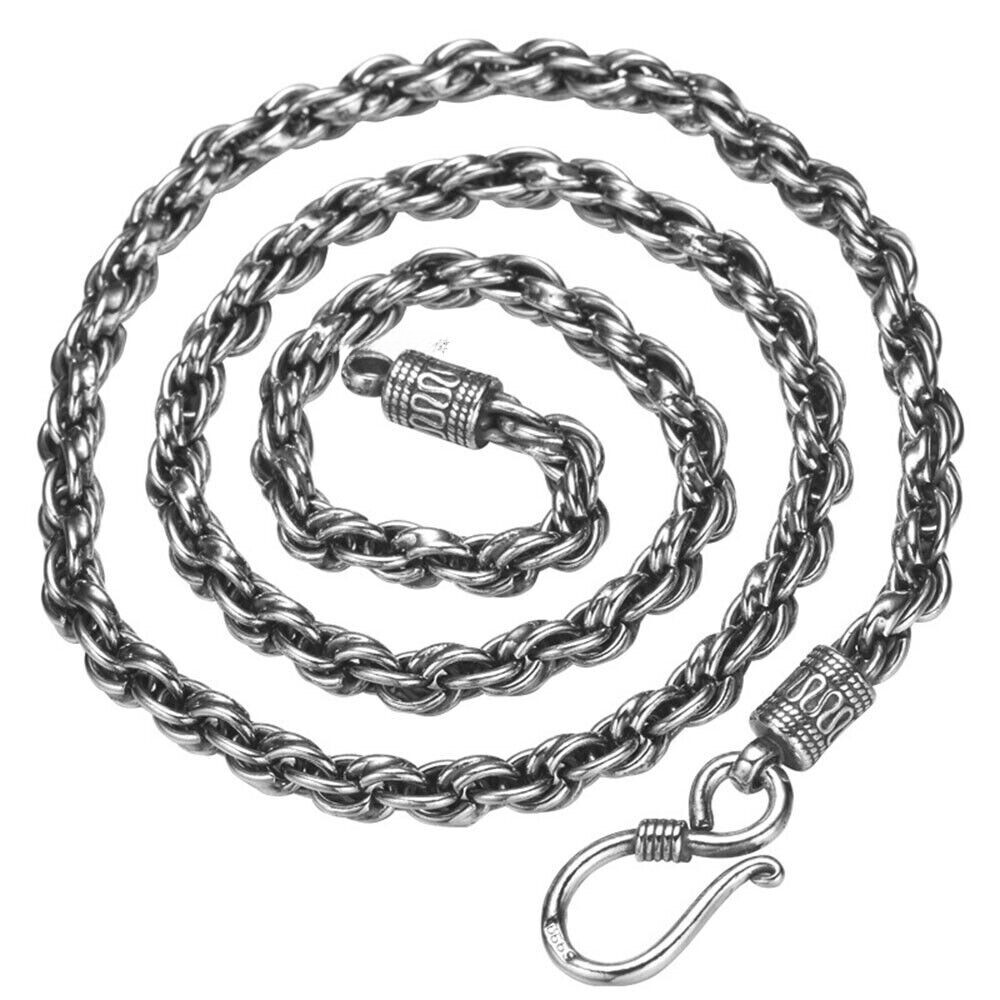 Pure S925 Sterling Silver 925 Chain 5mm 6mm 8mm Twist Rope Link Necklace 20-30in