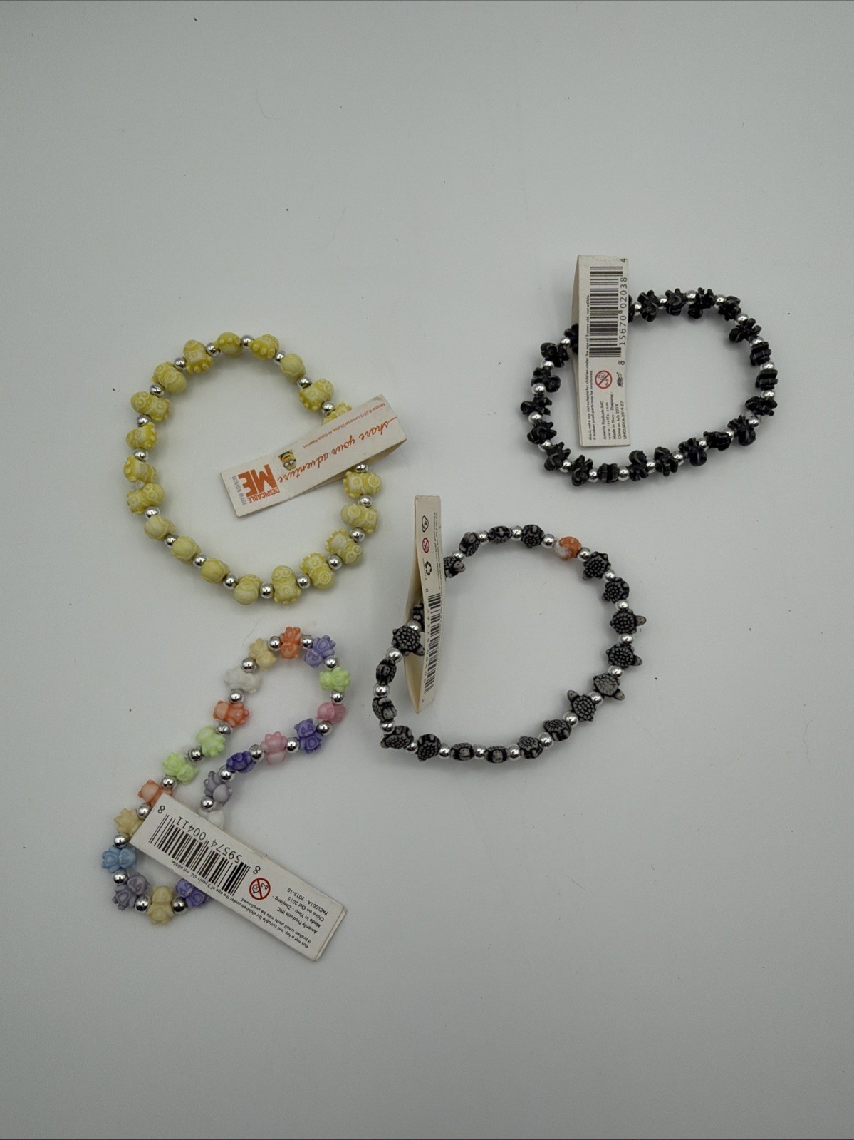 TRRTLZ Lot 50 Beaded Stretch Bracelets Mixed Characters Smiley Animals