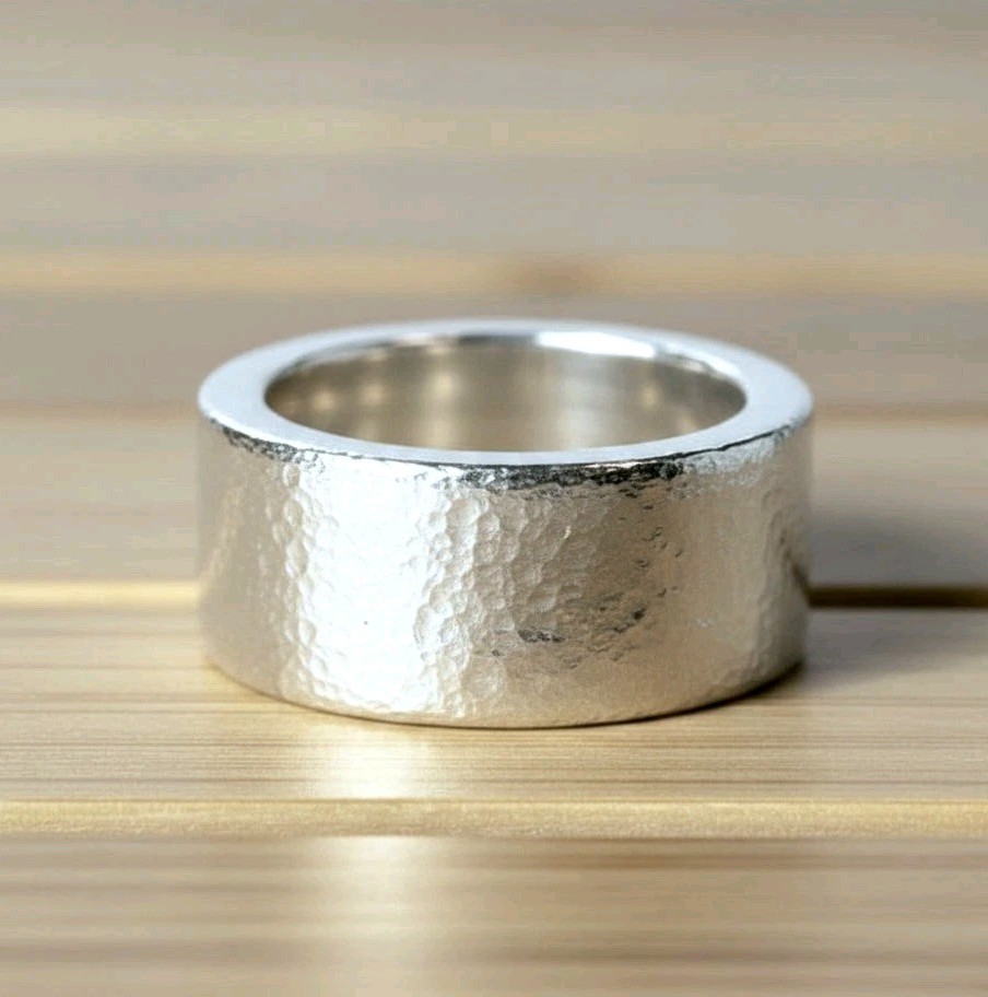 Hammered CUSTOM 999 Silver Ring 31g 1Oz Ancient Rome Width 13.5mm Thick 3.5mm