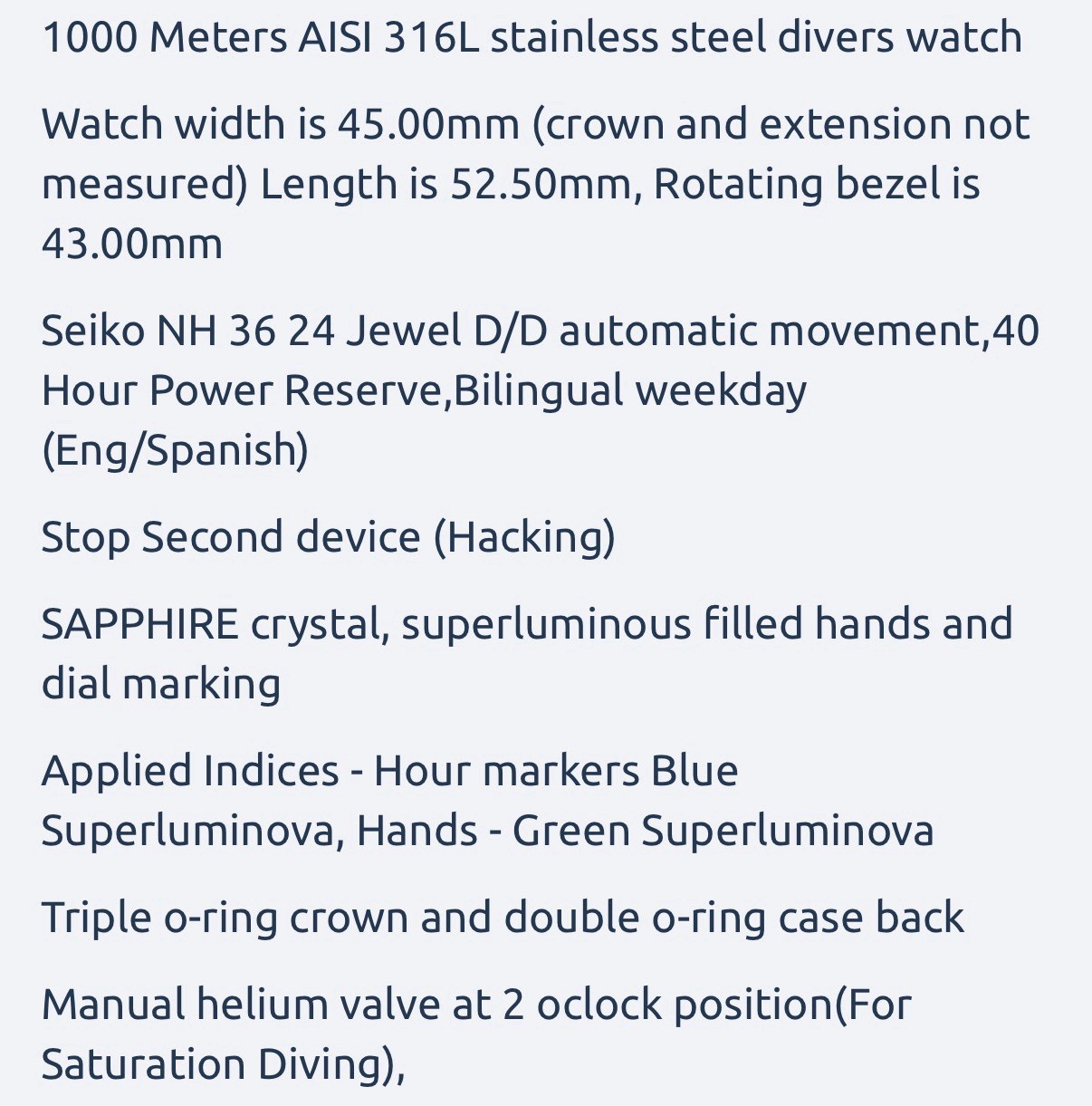 DEEP BLUE PRO SUN DIVER IV 1000 AUTO DIVE WATCH-TURQUOISE DIAL‼️