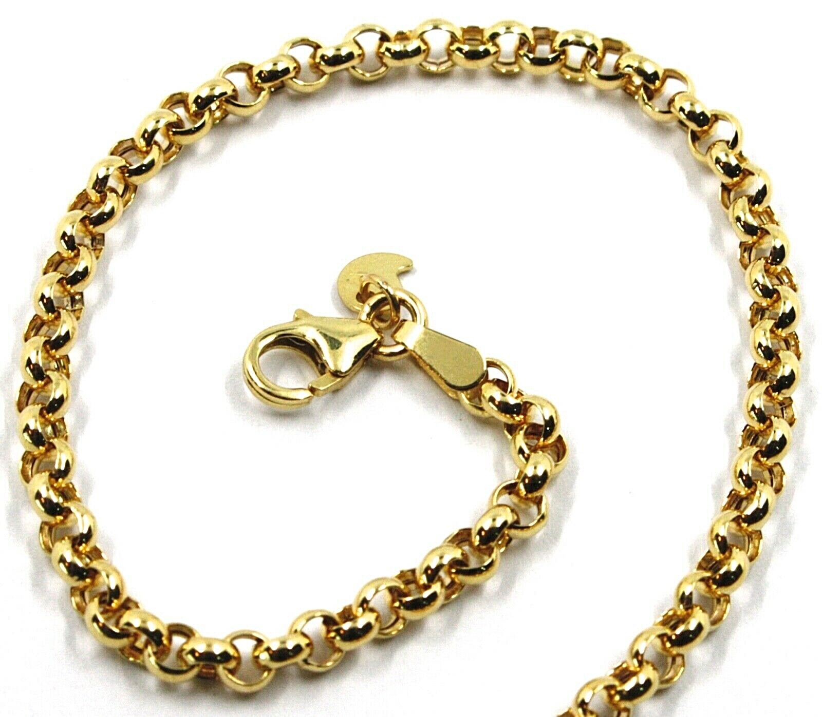 9K YELLOW GOLD BRACELET ROLO CIRCLE LINKS 3.5 MM THICKNESS, 7.5 INCHES, 19 CM