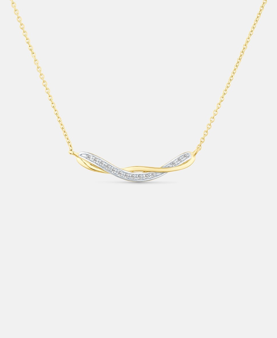 9ct Yellow Gold Lab Diamond Crossover Necklace