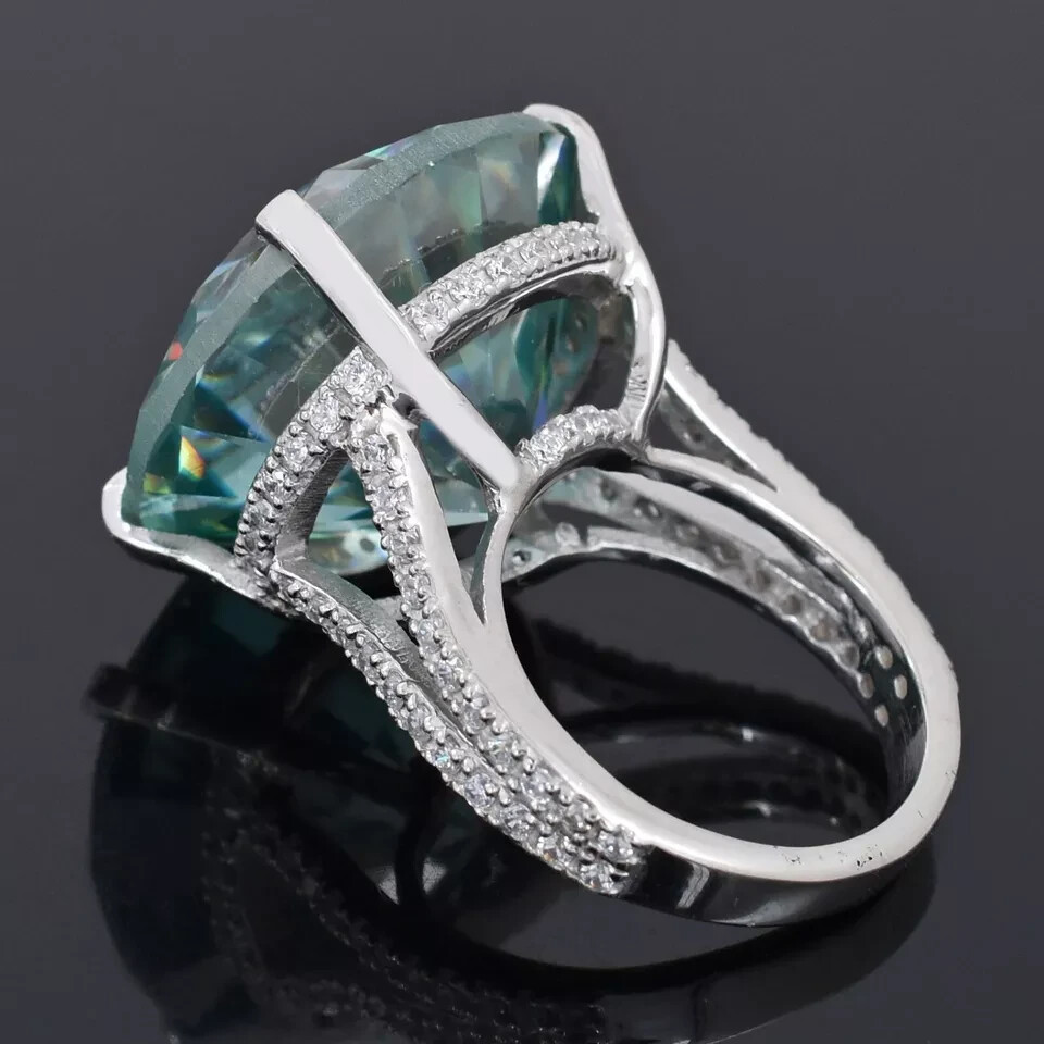 HUGE & RARE 35.75 Ct Blue Diamond Solitaire Cocktail Statement Ring-great lustre