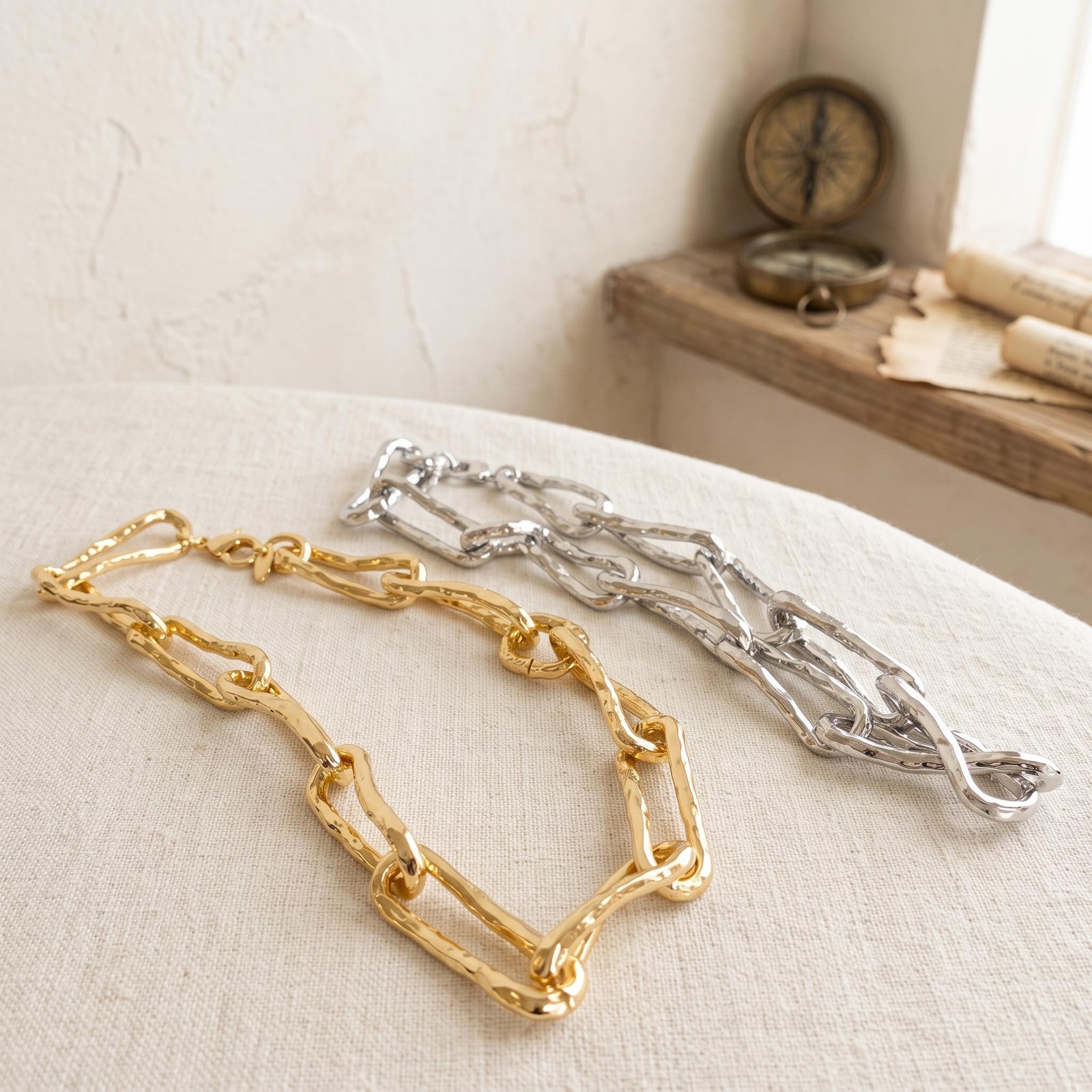 Chunky Gold Chain Choker, Bold Paperclip Link Necklace, Thick Statement Collar