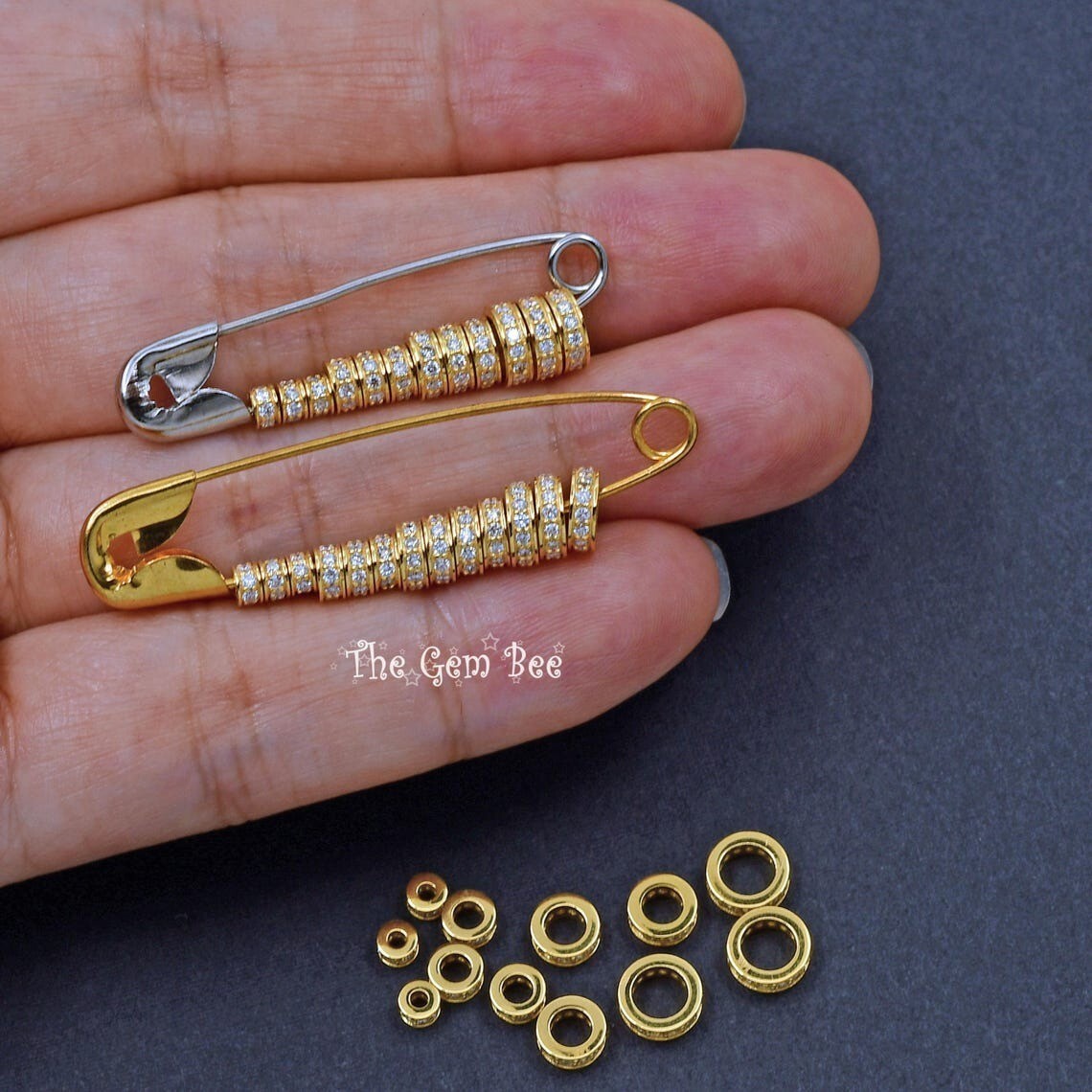 3mm 4mm 5mm 6mm 14k Yellow Gold Diamond Eternity Rondelle Wheel Spacer Bead