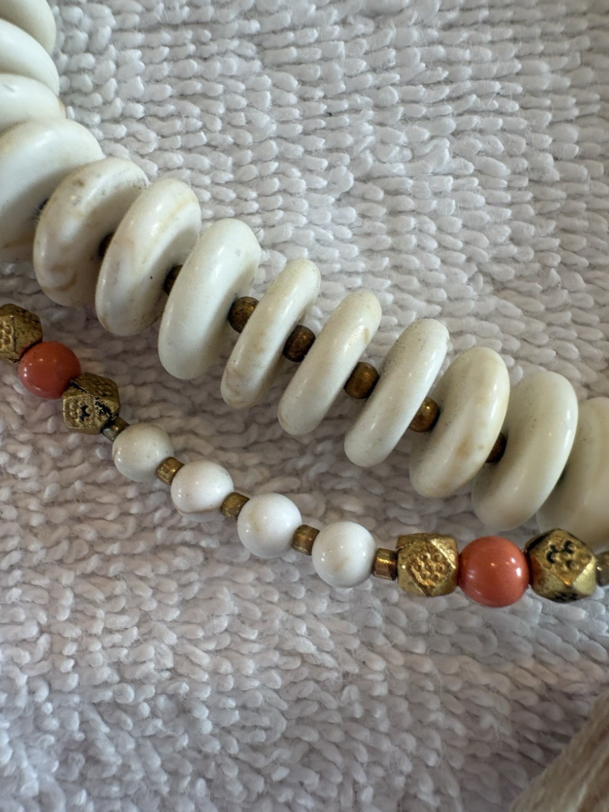 Chan Luu White Magnesite Mix Two Strand Tassel Pull Tie Bracelet Boho Coastal