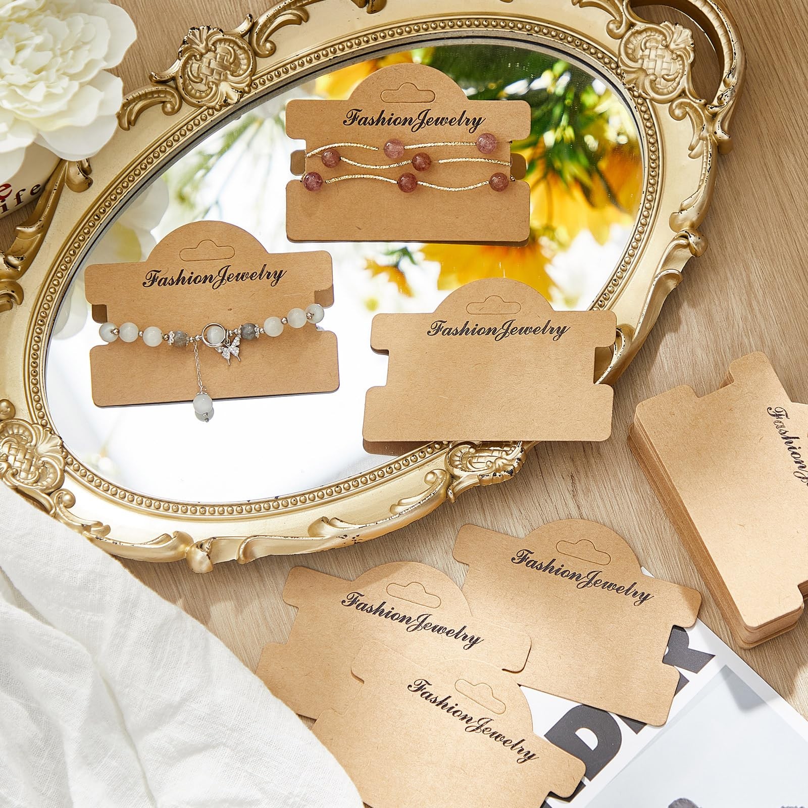 100 Pcs Bracelet Display Cards 3.94 x 2.83 Inch Hanging Cards with 4.33 x 5.5…