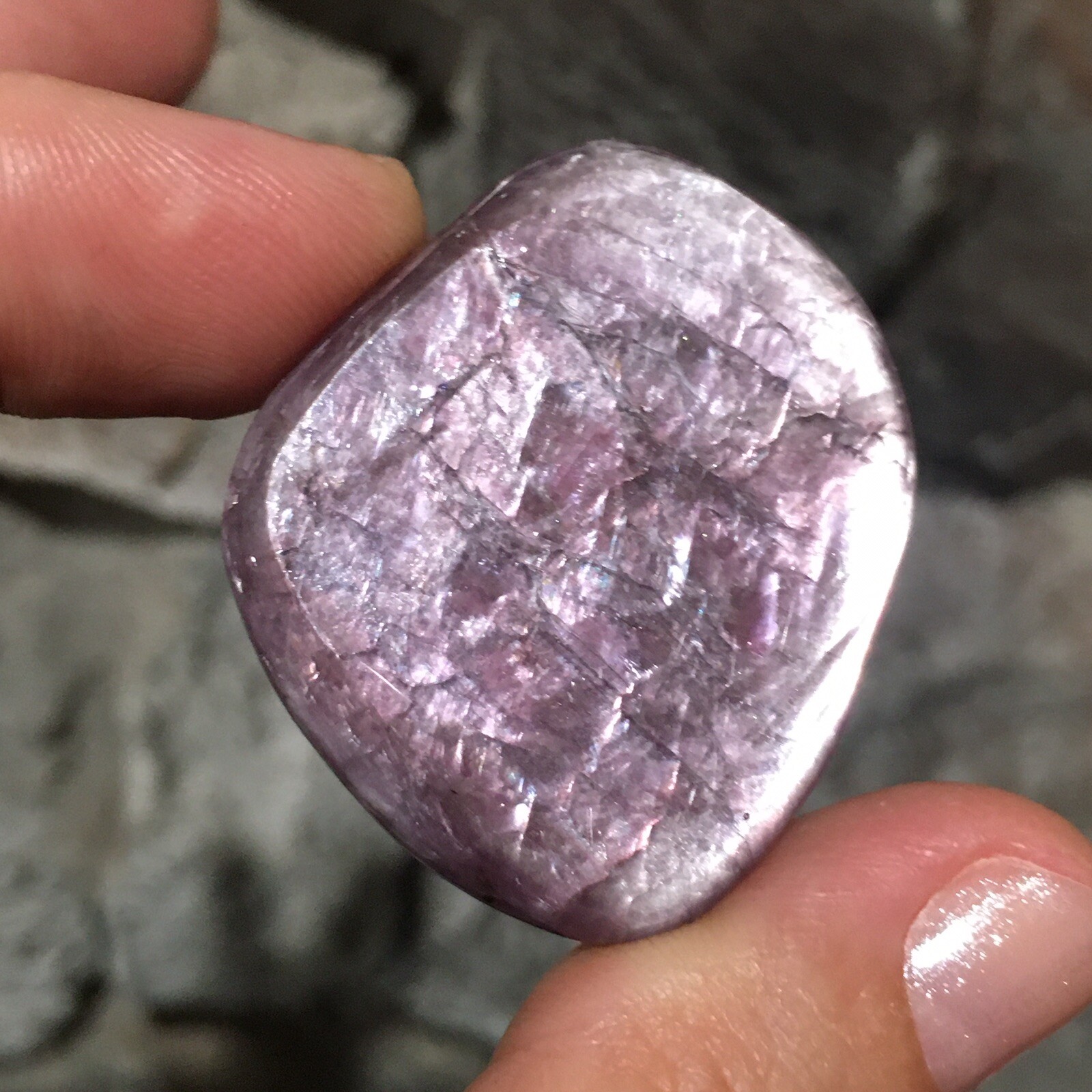 35×32.5×5.7mm Dark Purple Lepidolite Cabochon Loose Stone