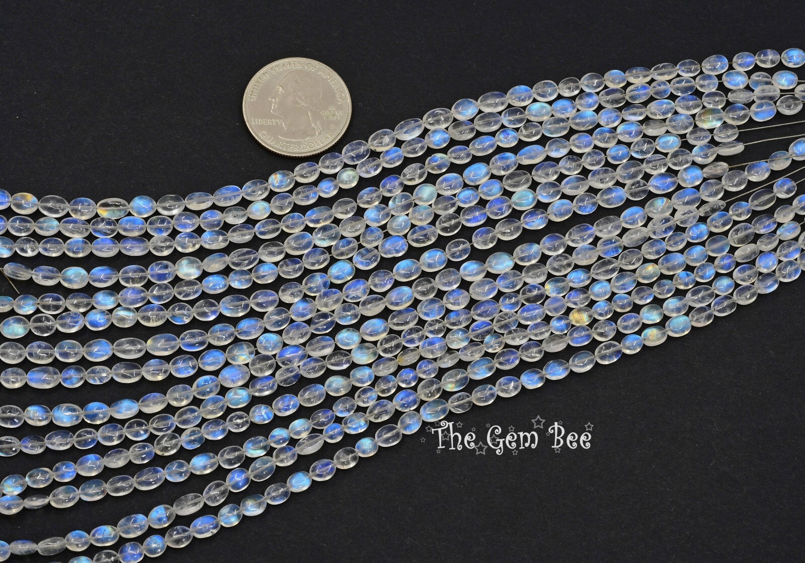 20CT Fine Rainbow Moonstone Smooth Oval Nugget Beads 8 inch strand