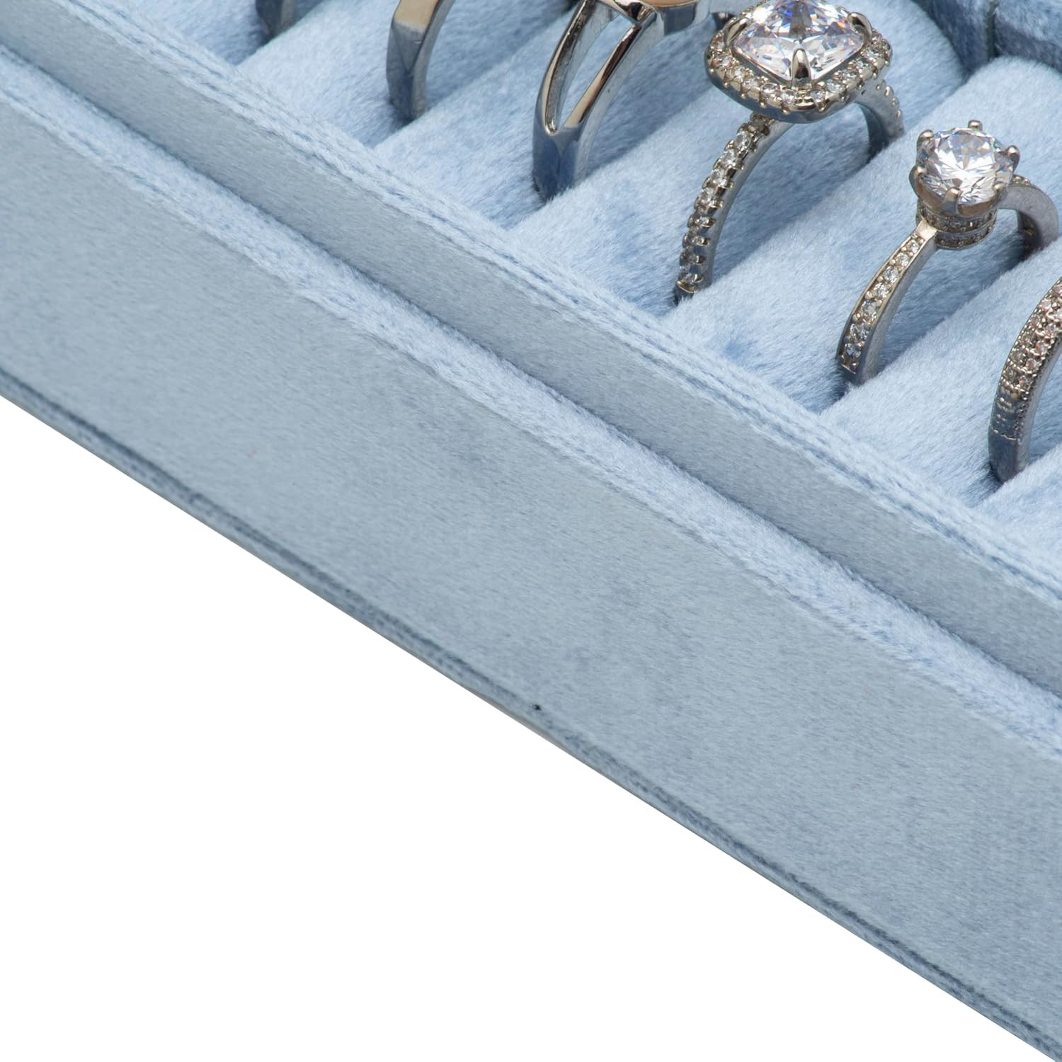 Velvet Small Multiple Ring Box Portable Organizer Display Storage | Travel Case