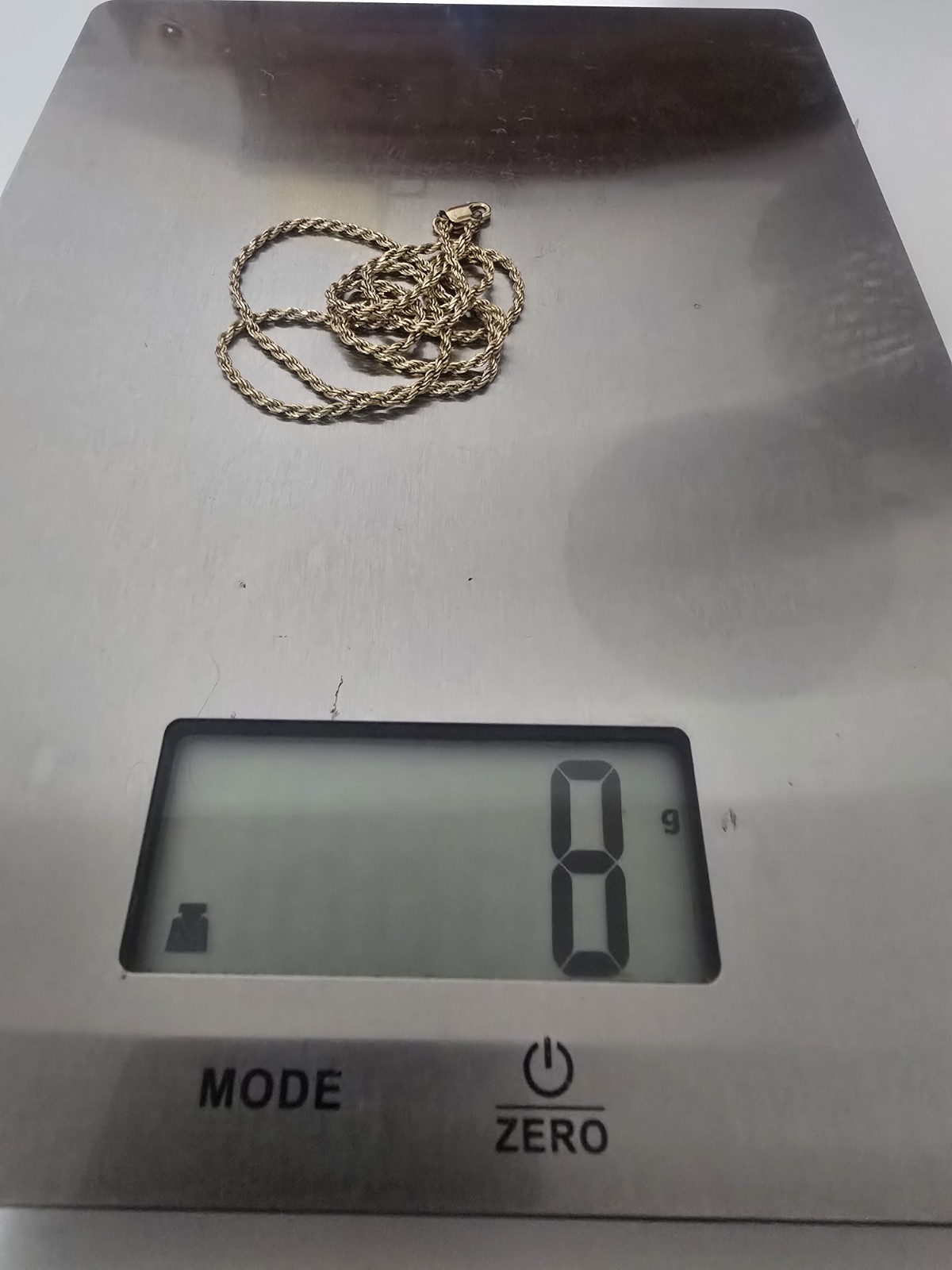 24in 2mm Sterling Silver Gold Plated Rope Chain 8 grams