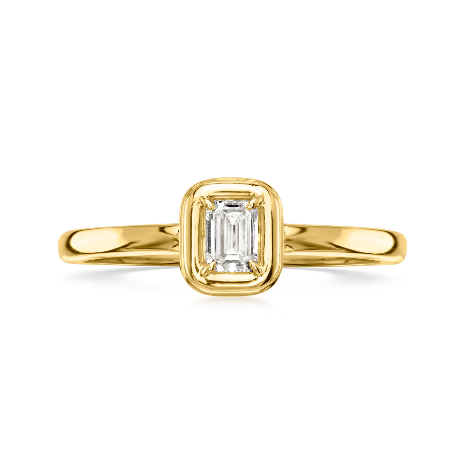 0.25 Carat Bezel-Set Emerald-Cut Lab-Grown Diamond Ring in 10kt Yellow Gold