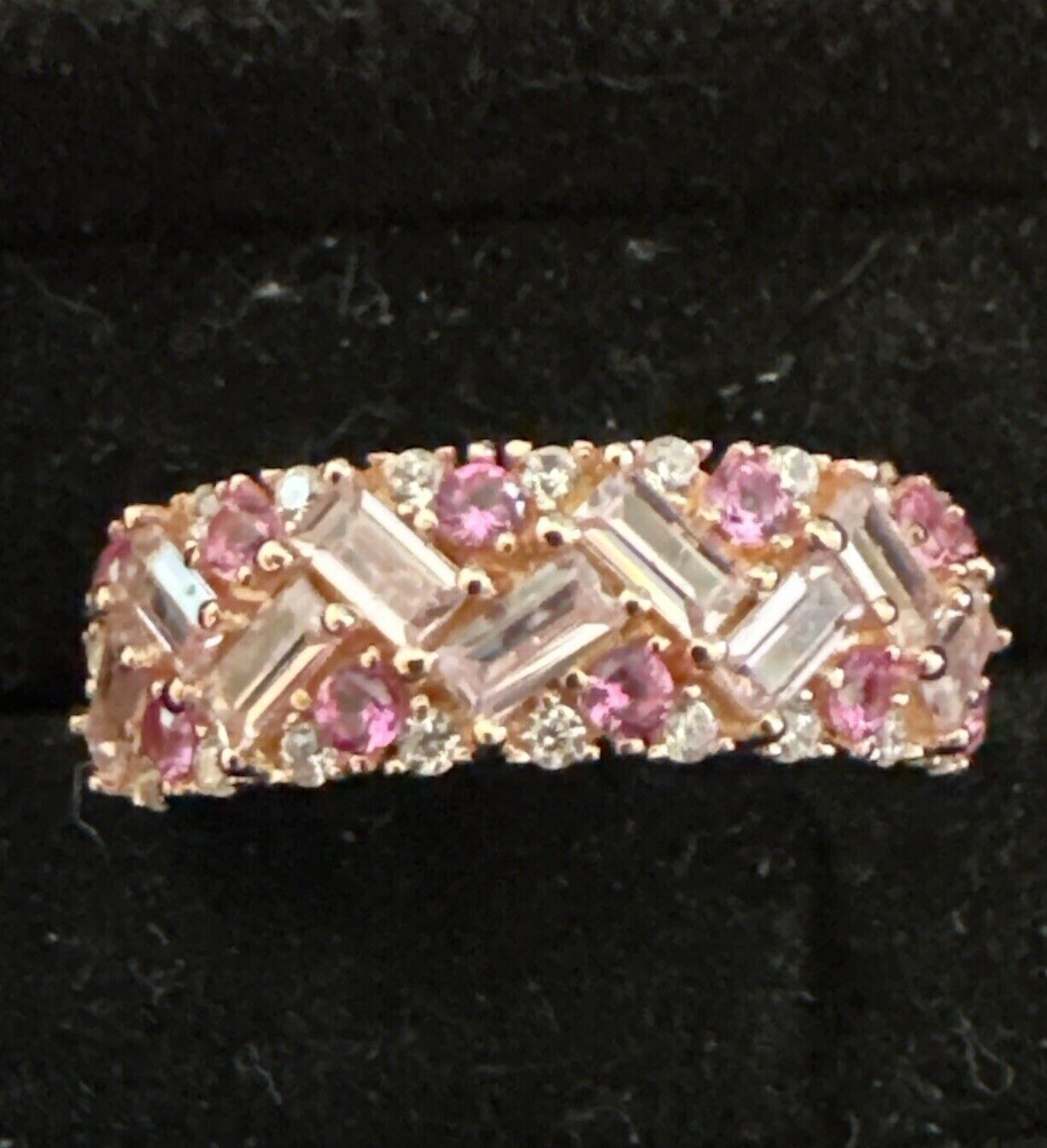 Round Simulated Pink Sapphire Gorgeous Engagement Ring In 14k Rose Gold Plated