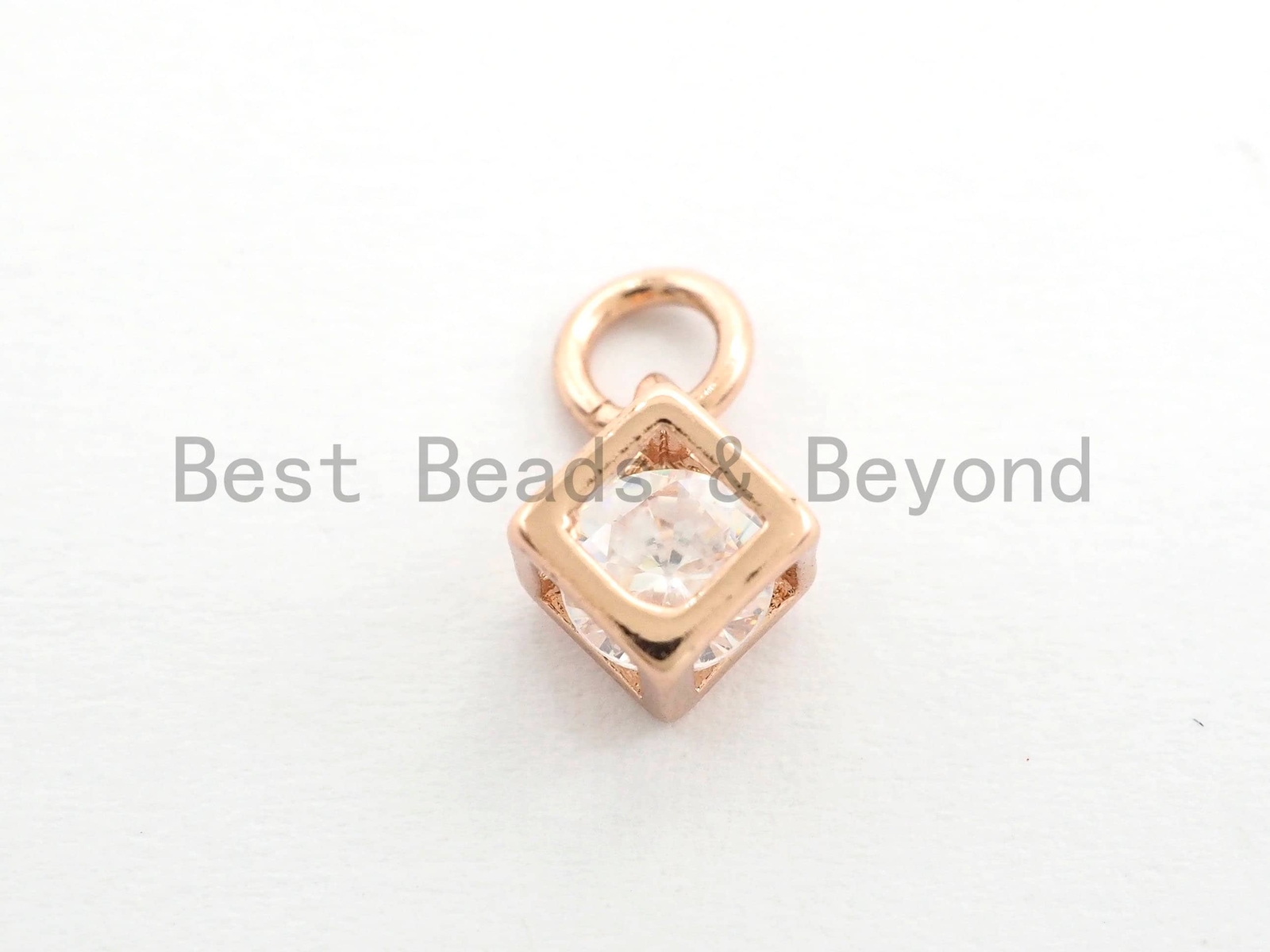 2pcs CZ Micro Pave Square Cubic Shape Pendant/Charm,Clear Cubic Zirconia Charm,
