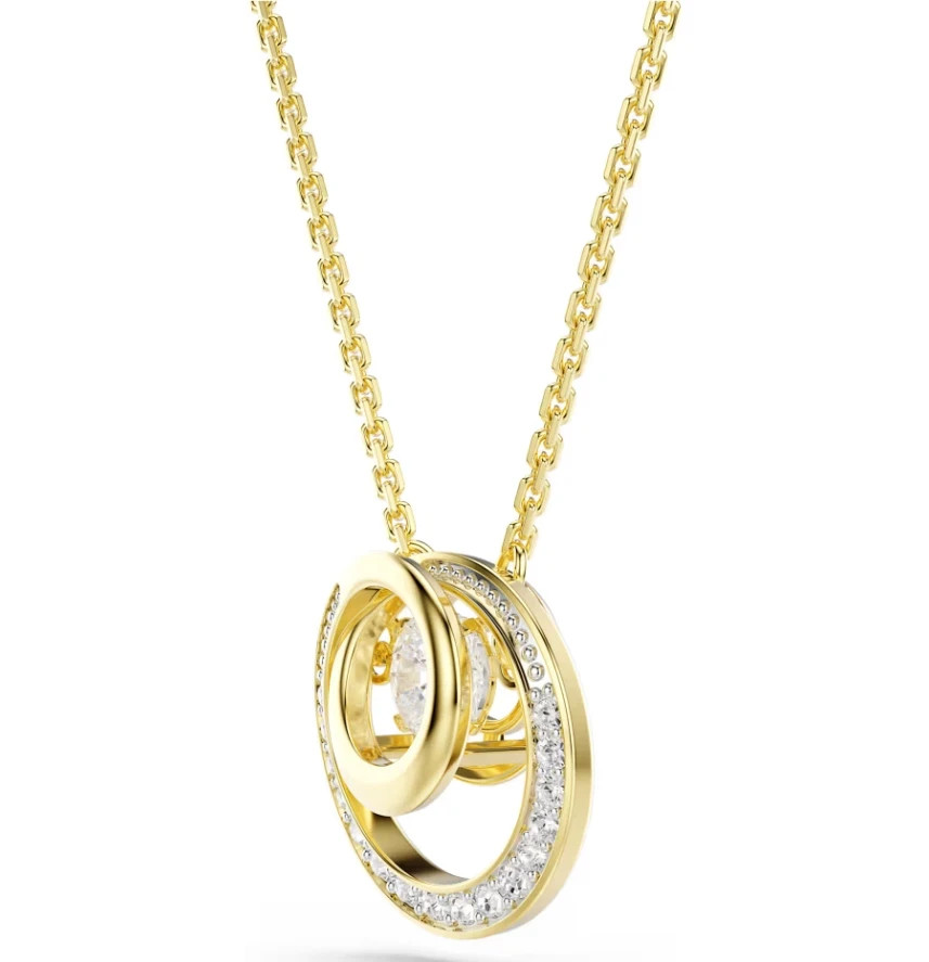 Swarovski Hyperbola pendant Round cut, White, Gold-tone plated