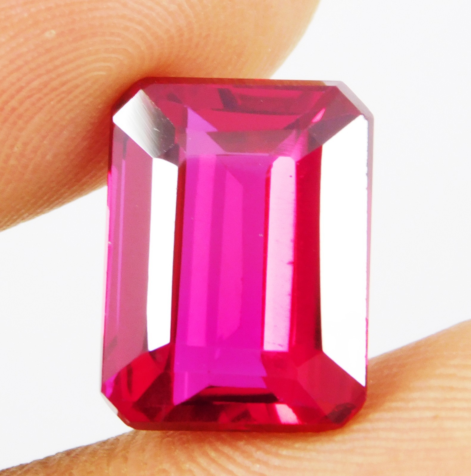 Certified 11.70 Ct Natural Mozambique Red Ruby Stunning Emerald Cut Gemstone