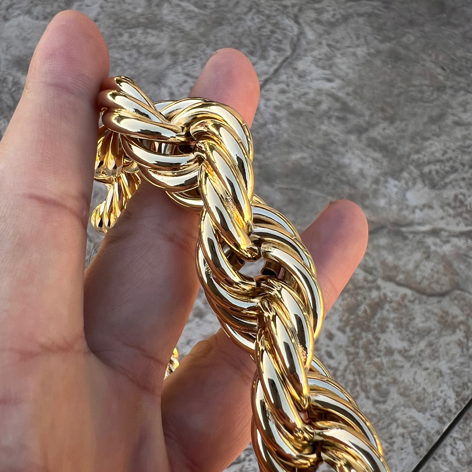Mens 14k Gold Plated Chain Hollow Rope Big Dookie 20MM x 20″ Hip Hop Necklace