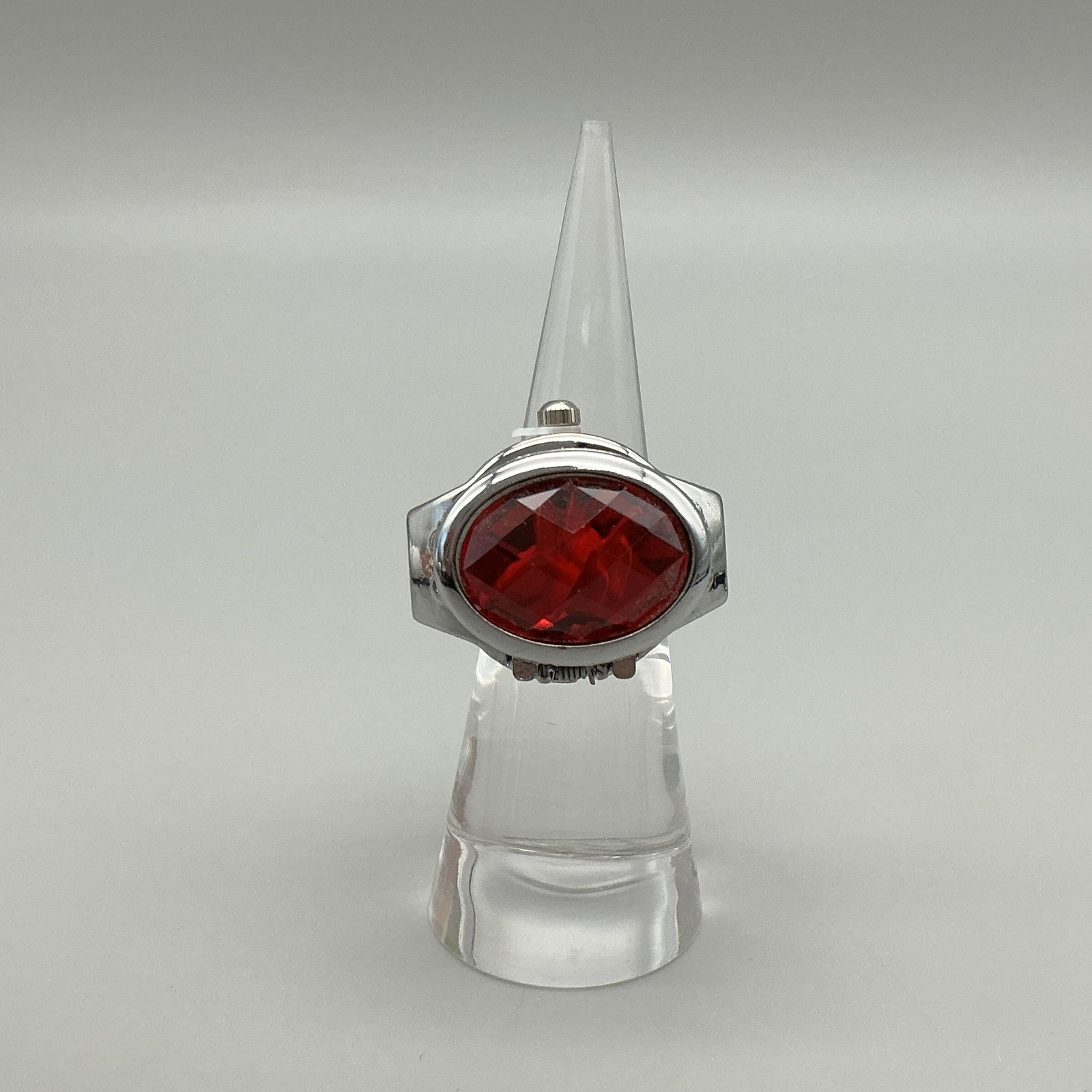 Bozhi Ring Watch Womens 20mm Hidden Dial Red Crystal Floral New Battery