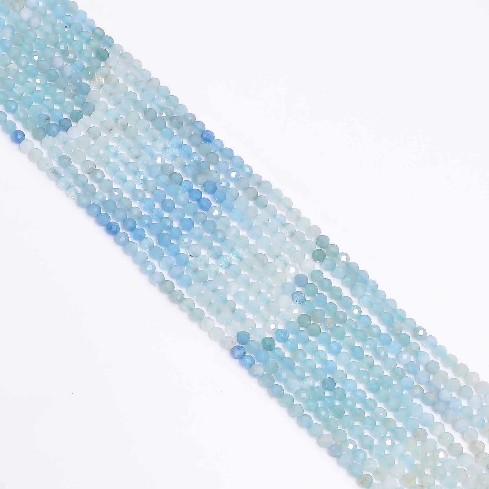 Natural Aquamarine Gemstone Rondelle Shape Faceted Beads 3X3 mm Strand 13″EB-279