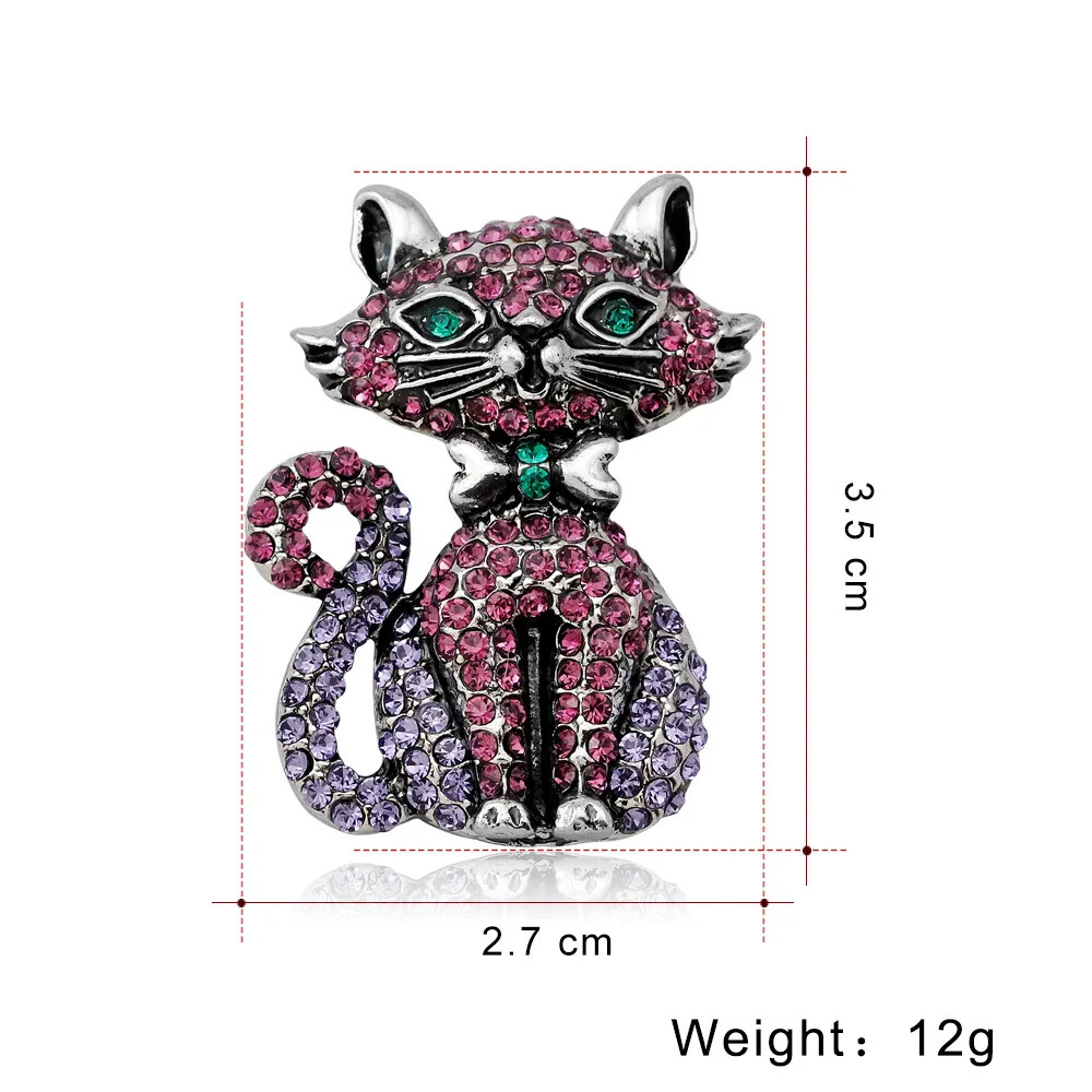 Fashion Animal Cat Brooch Cute Pink Kitten Pin Jewelry for Women