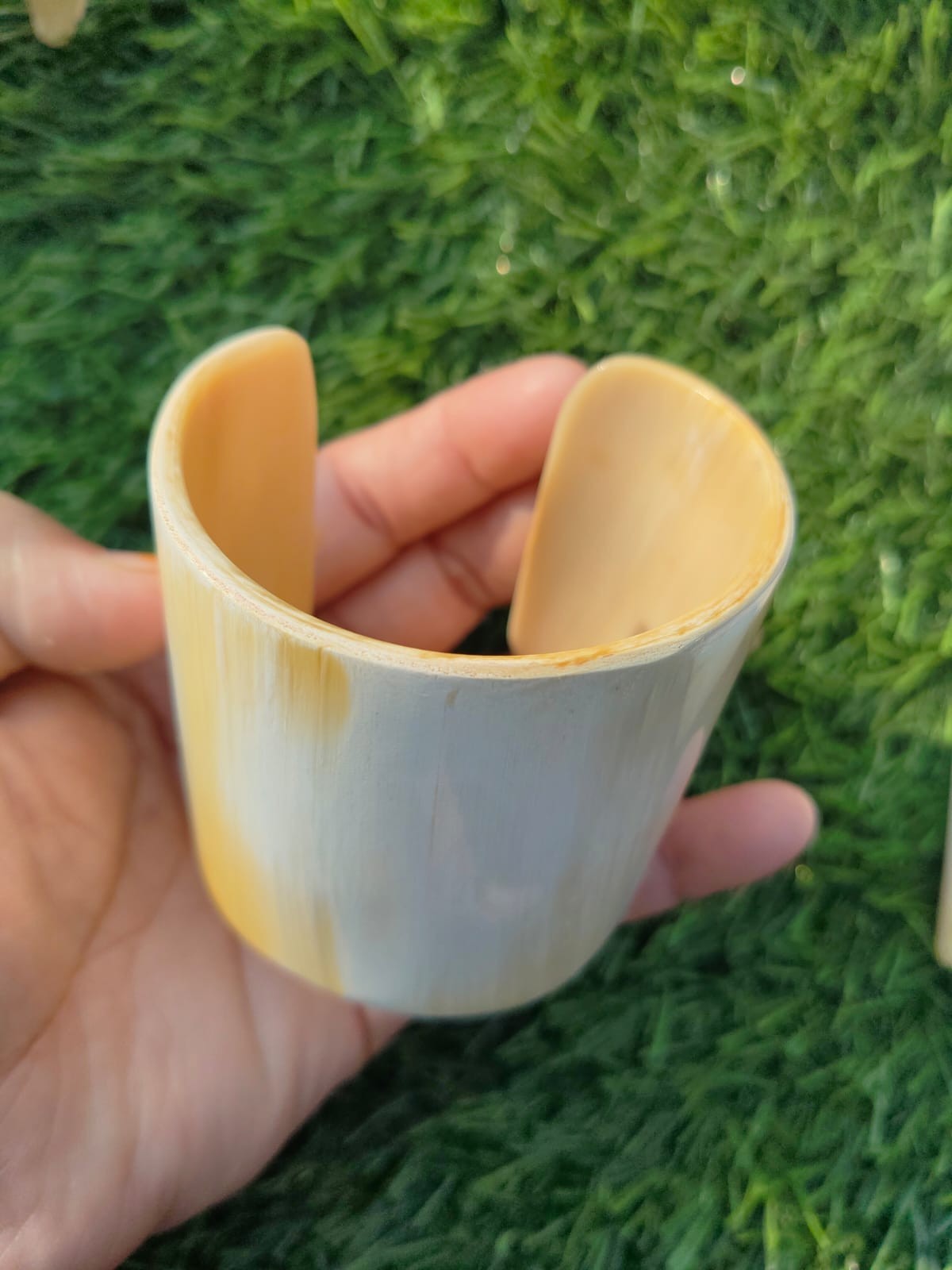 Natural Buffalo Horn Cuff Bracelet Horn Bangle Ethnic Jewelry Bangle Mix White