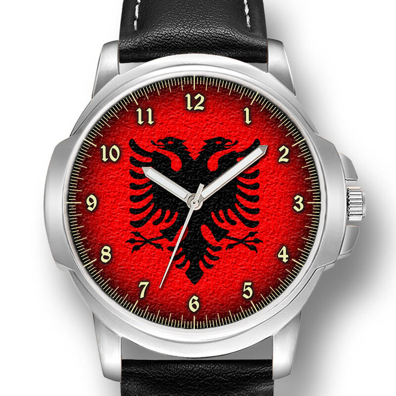 ALBANIA ALBANIAN FLAG EAGLE MENS WRIST WATCH BIRTHDAY GIFT ENGRAVED
