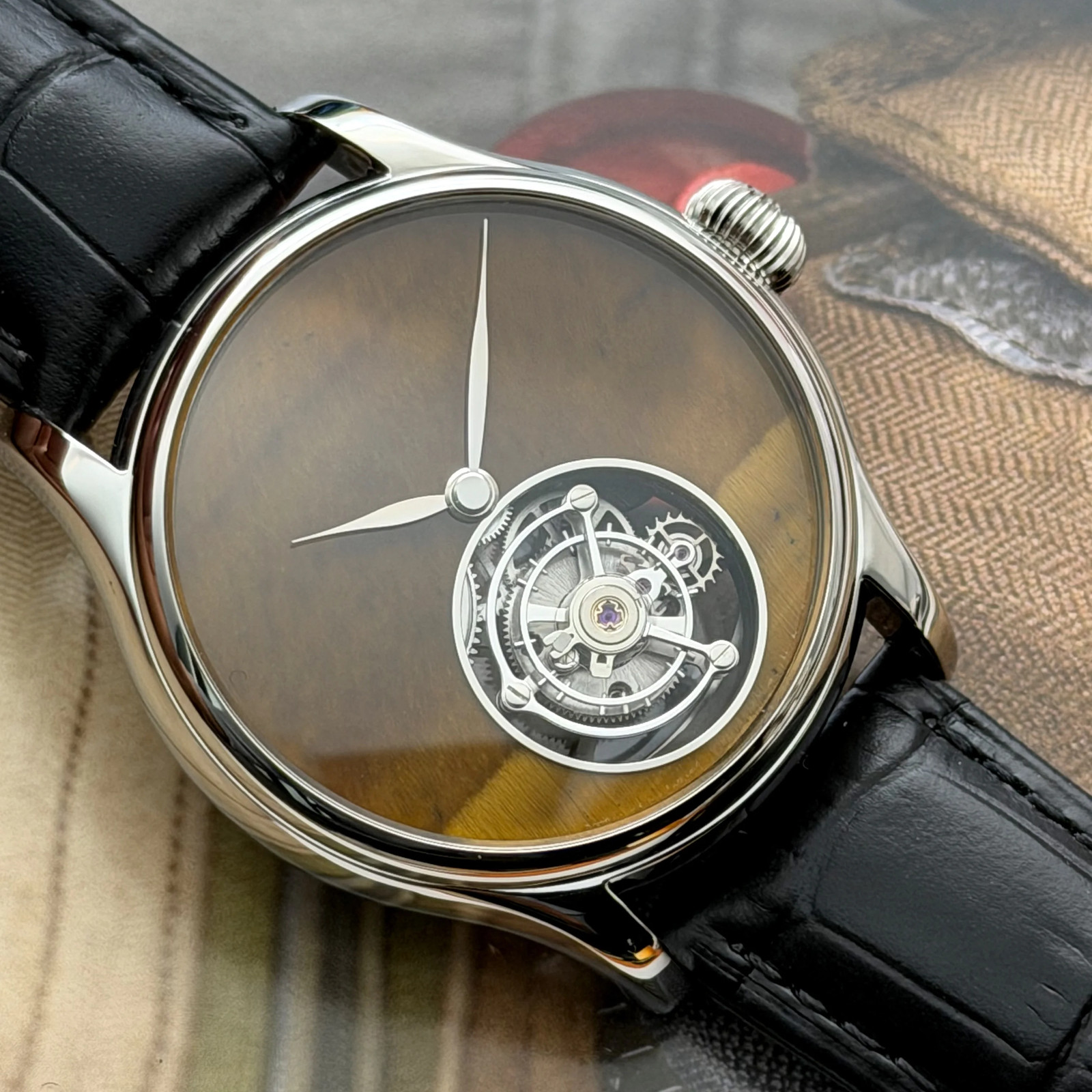 Merkur Tourbillon Watch Sapphire Luxury Mechanical Wristwatch Waterproof 42mm Me