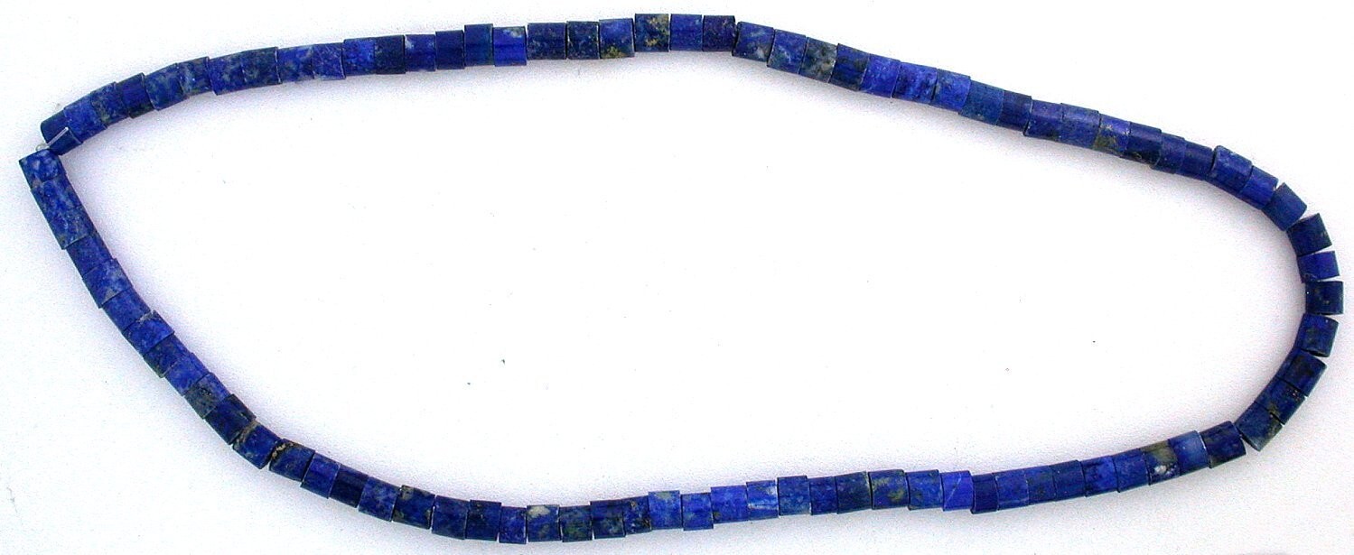 4 To 4.5 x 4 to 5.5 mm Tube Barrlel Natural NO DYE Lapis Beads 15″ Strand LB30