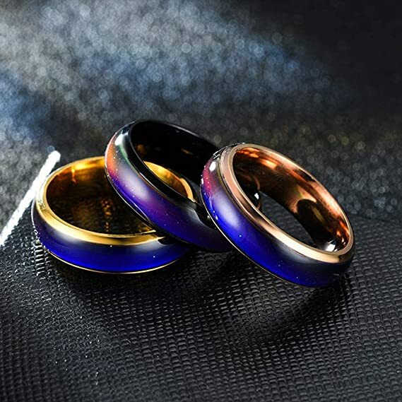 Stainless Steel Temperature Color Changing Wedding Band Mood Ring for Women Men