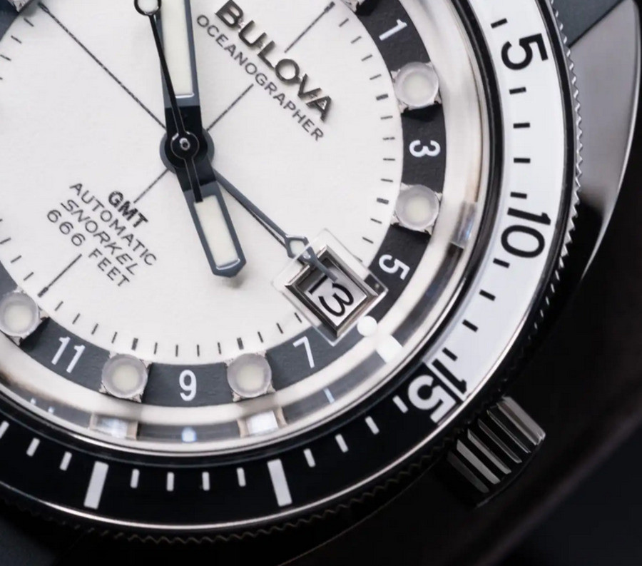 Bulova Oceanographer 98B407 Automatic GMT Gray White Dial Sapphire Men’s Watch