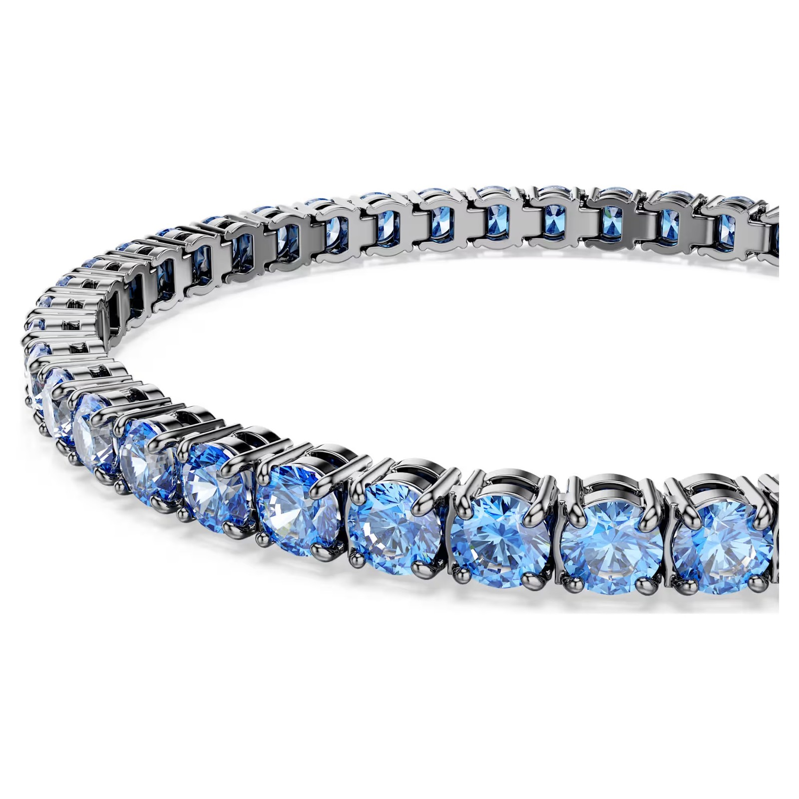 Swarovski Matrix Tennis Bracelet, Round Cut, Blue, Ruthenium 5743440 (Size M)