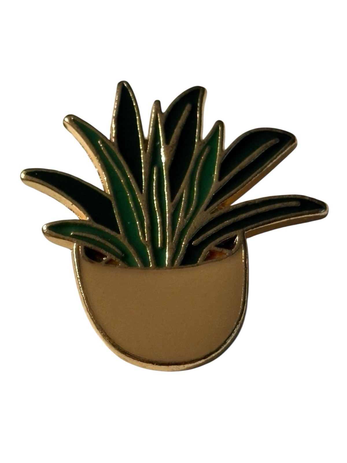 Aloe Plant Pin Pinback Brooch Gardening Nature 1” in Pot Gold Tone Horticultural