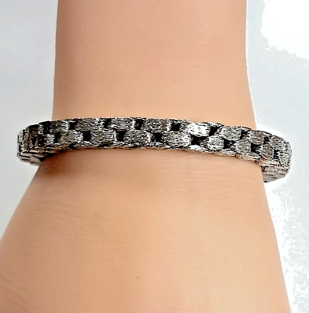 WOW!! CUSTOM HAND-MADE STERLING SILVER “WOVEN LINK” BRACELET (6mm 7.5″ 30.95GR