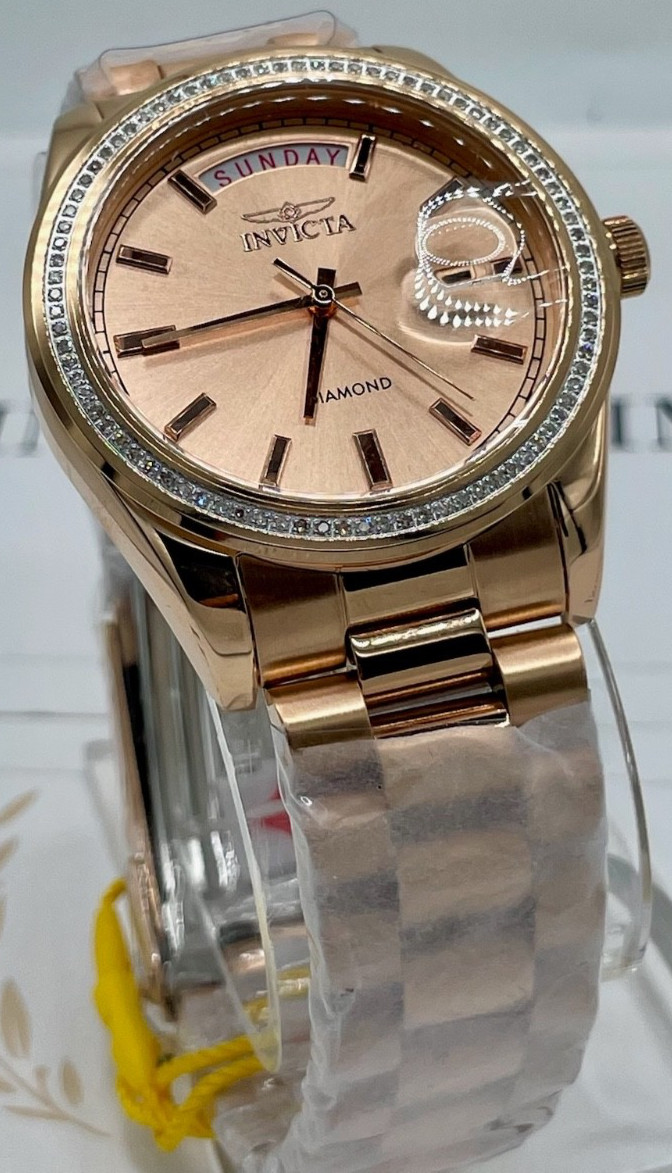 Invicta Elite Diamond 0.30 Carat Diamond Unisex Watch – 38mm, Rose Gold (48766)
