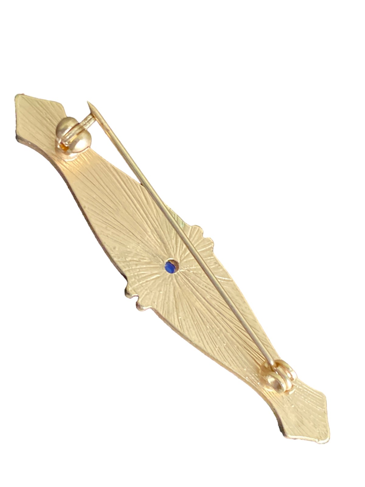 Cobalt Blue White Pearl Brooch Pin 2.5” GoldTone Floral Design 5.3g