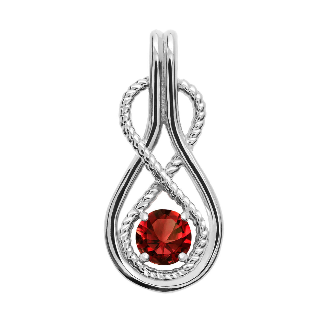 Infinity Rope January Birthstone Garnet Gold Pendant Necklace(Yellow/Rose/White)