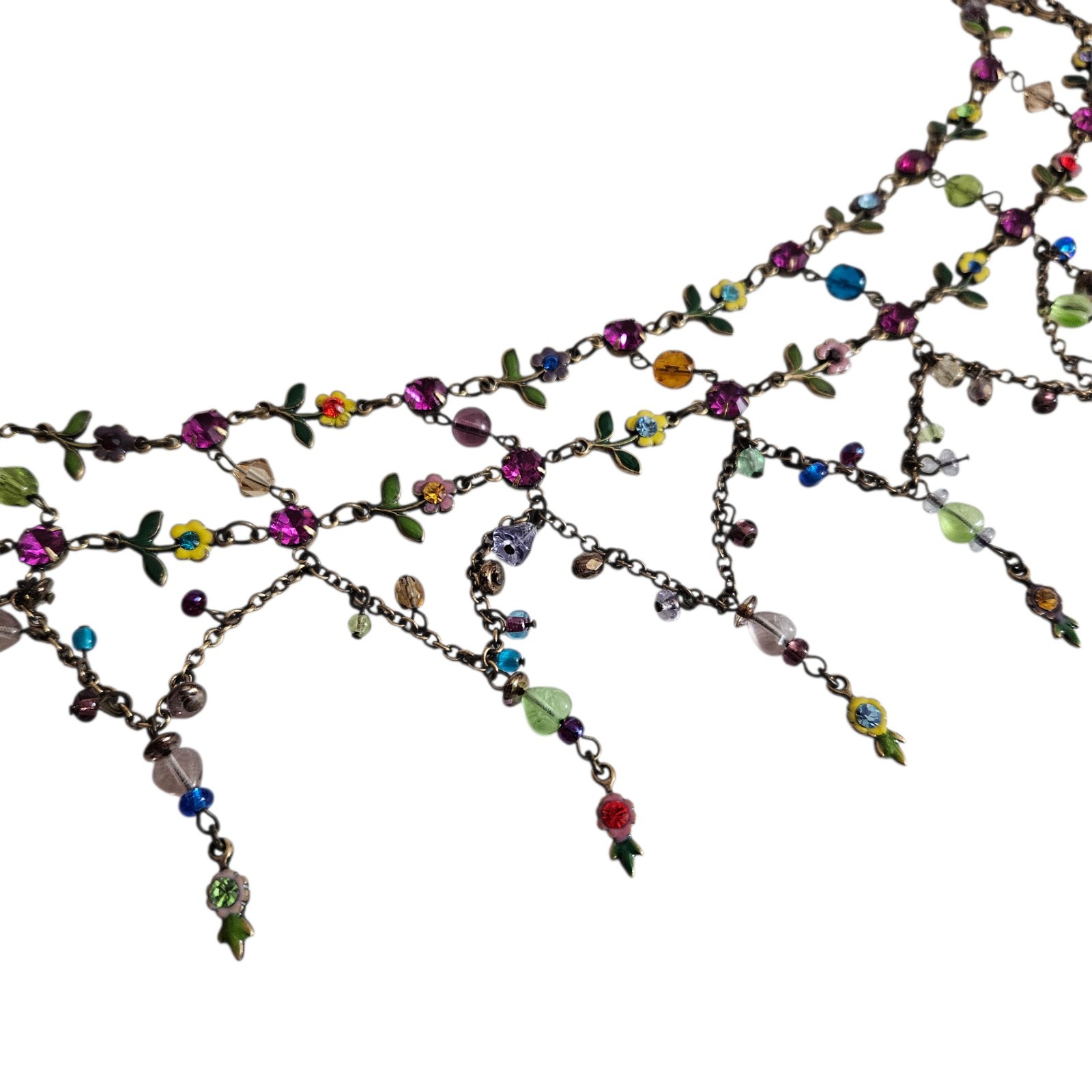 Vintage NEW Donna Karan DKNY Choker Necklace Floral Crystal Charm Necklace