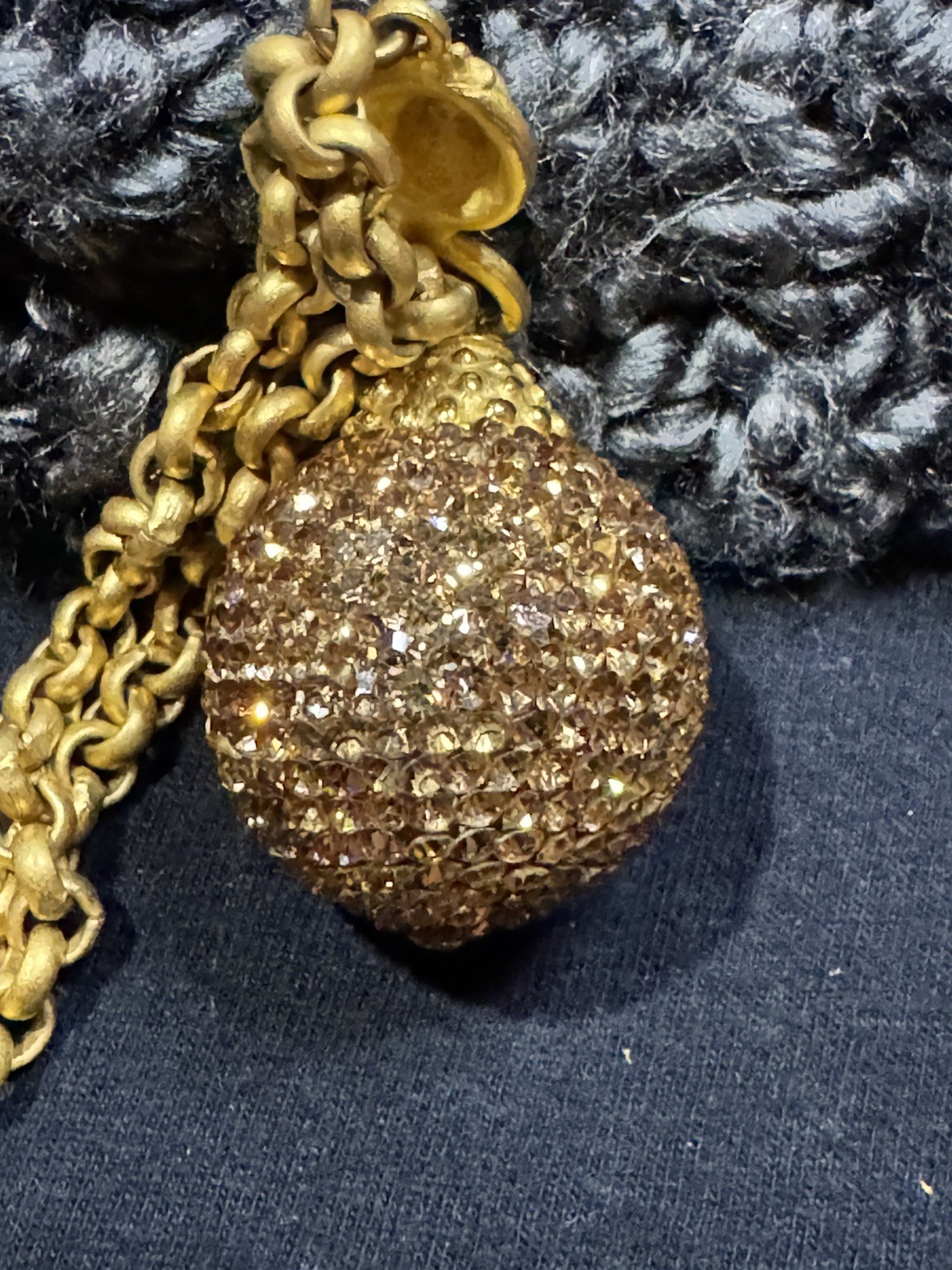 Vintage Deanna Hamro Gold Tone Crystal Pave Necklace(42″) & Earrinng Set, Signed