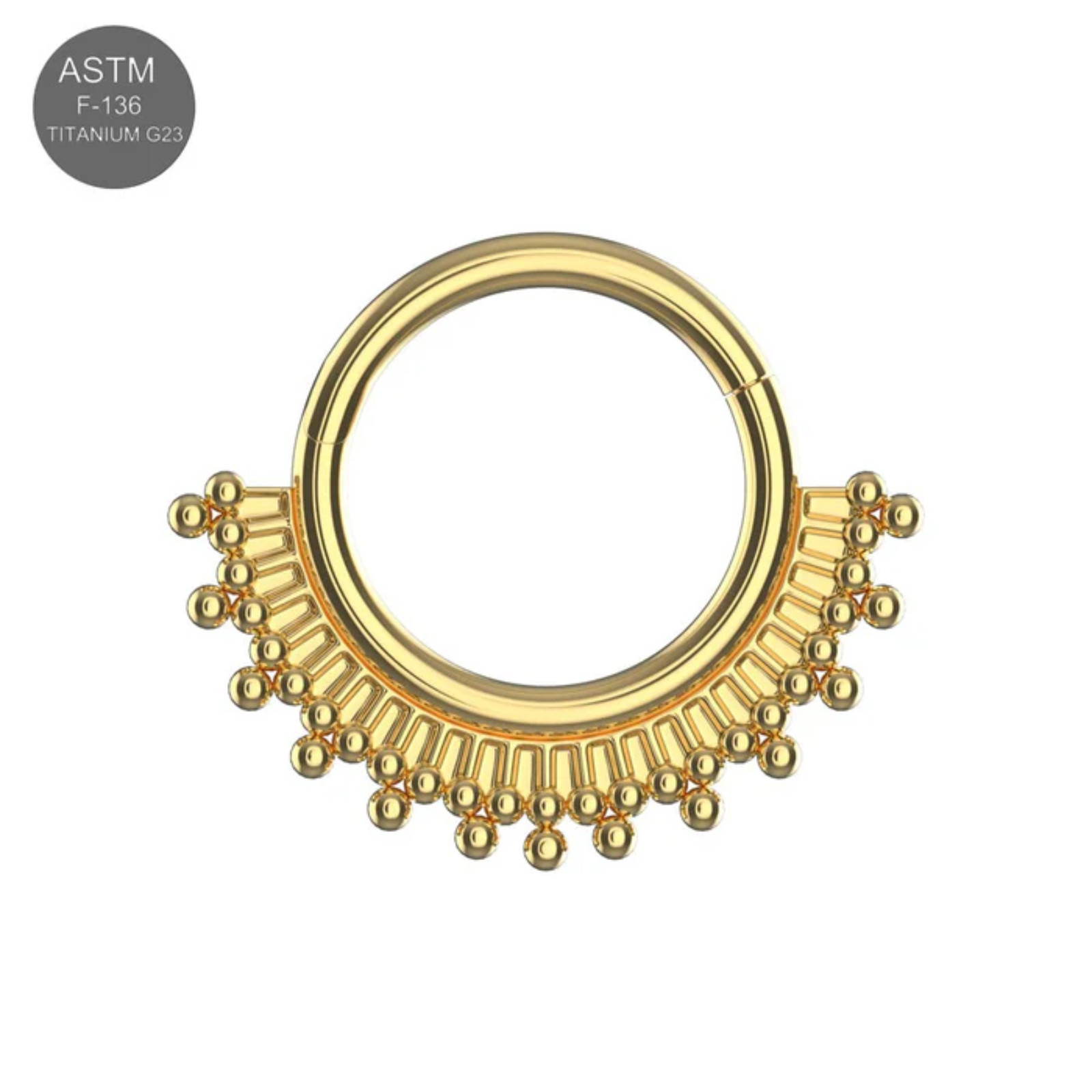 G23 Titanium Tribal Sunburst Hinged Clicker Ring Septum Nose Cartilage Hoop