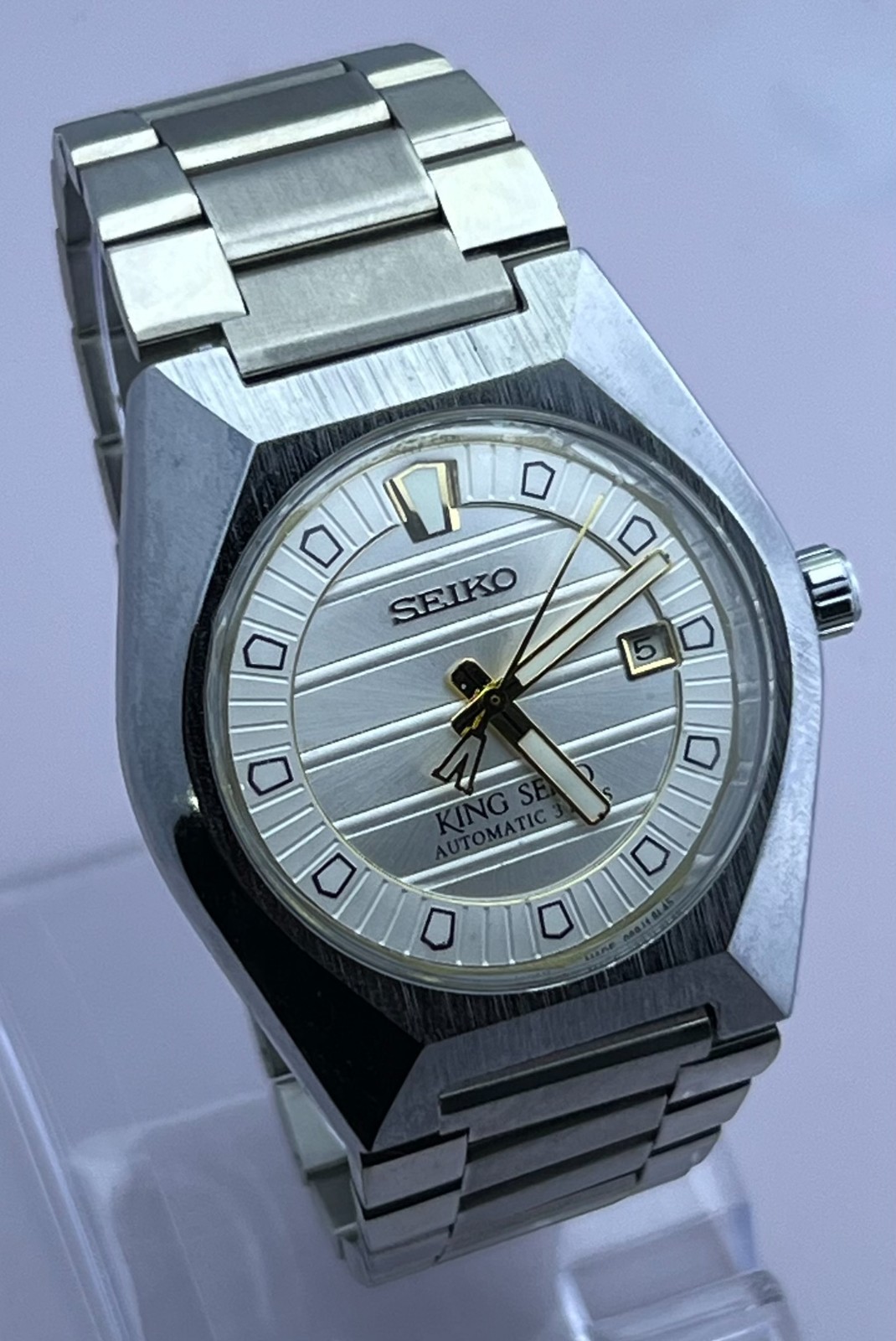 Refurbished King seiko Vanac Automatic White Dial Steel Bracelet Date Wristwatch