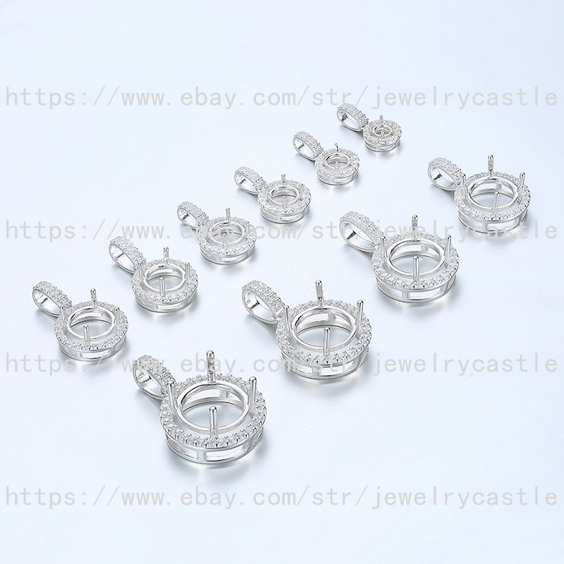 Pre Notched Sterling Silver Pendant 4mm to 13mm Round Semi-Mount 4 Prong Setting