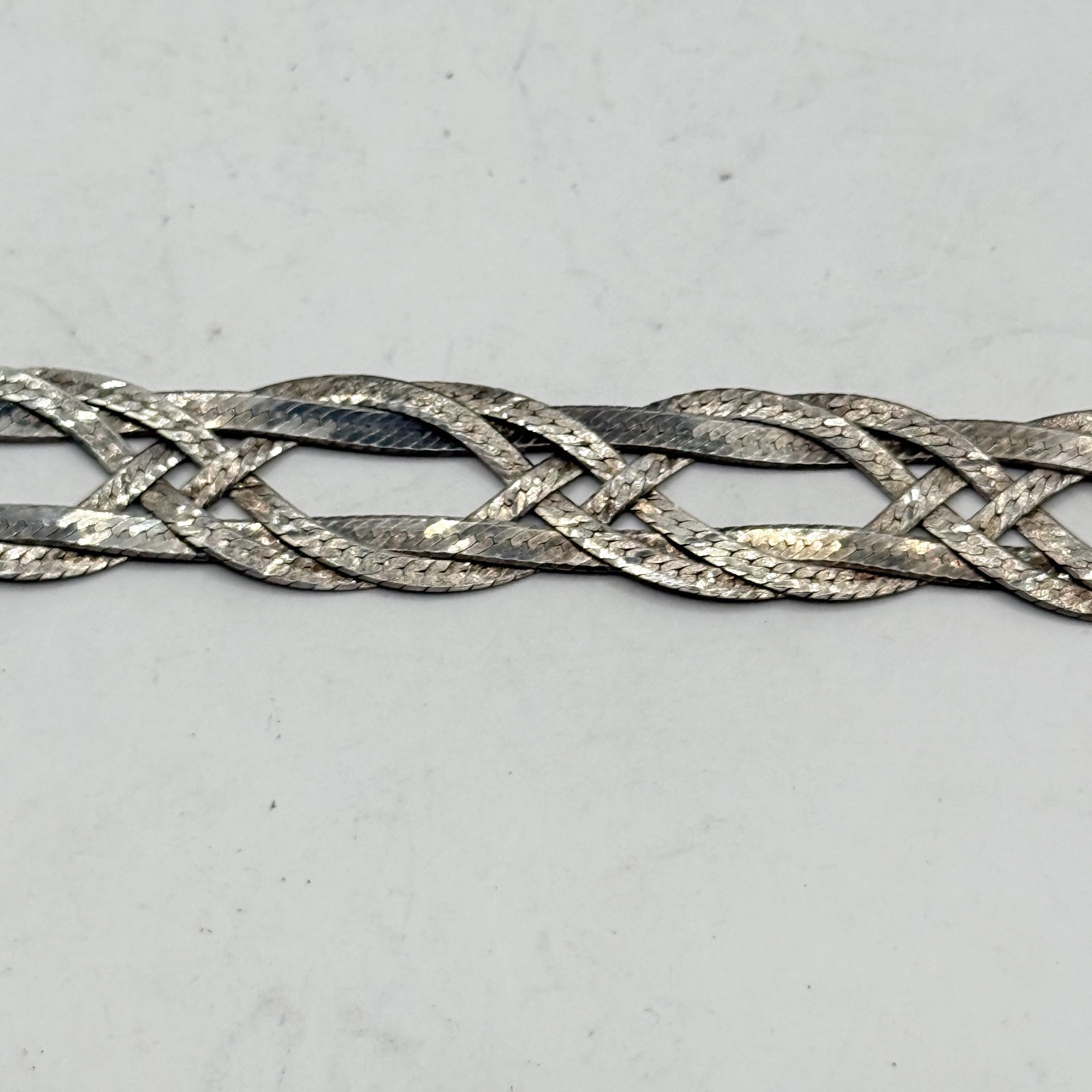 Vintage Milor Italy 925 Sterling Silver Woven Herringbone 7.5″ Bracelet 10.6g